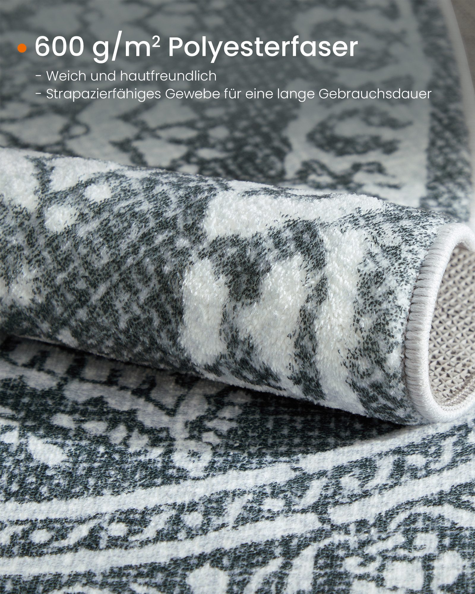 SONGMICS HOME Teppich, Wohnzimmerteppich, rutschfester Teppich, flauschig, Dekoration