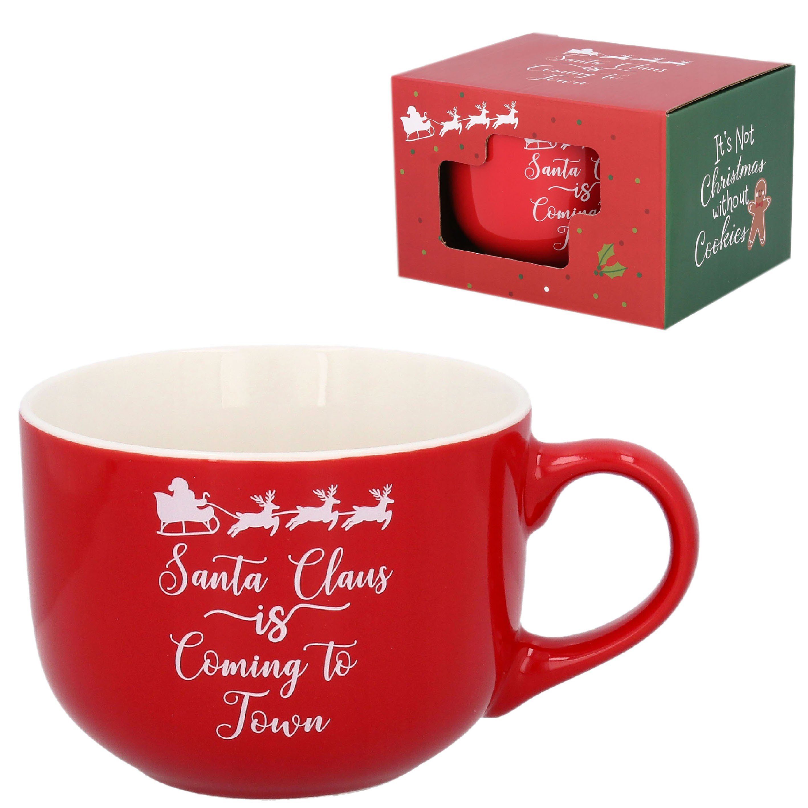 Dekobecher Roter Weihnachtsbecher mit Aufschrift 490 ml