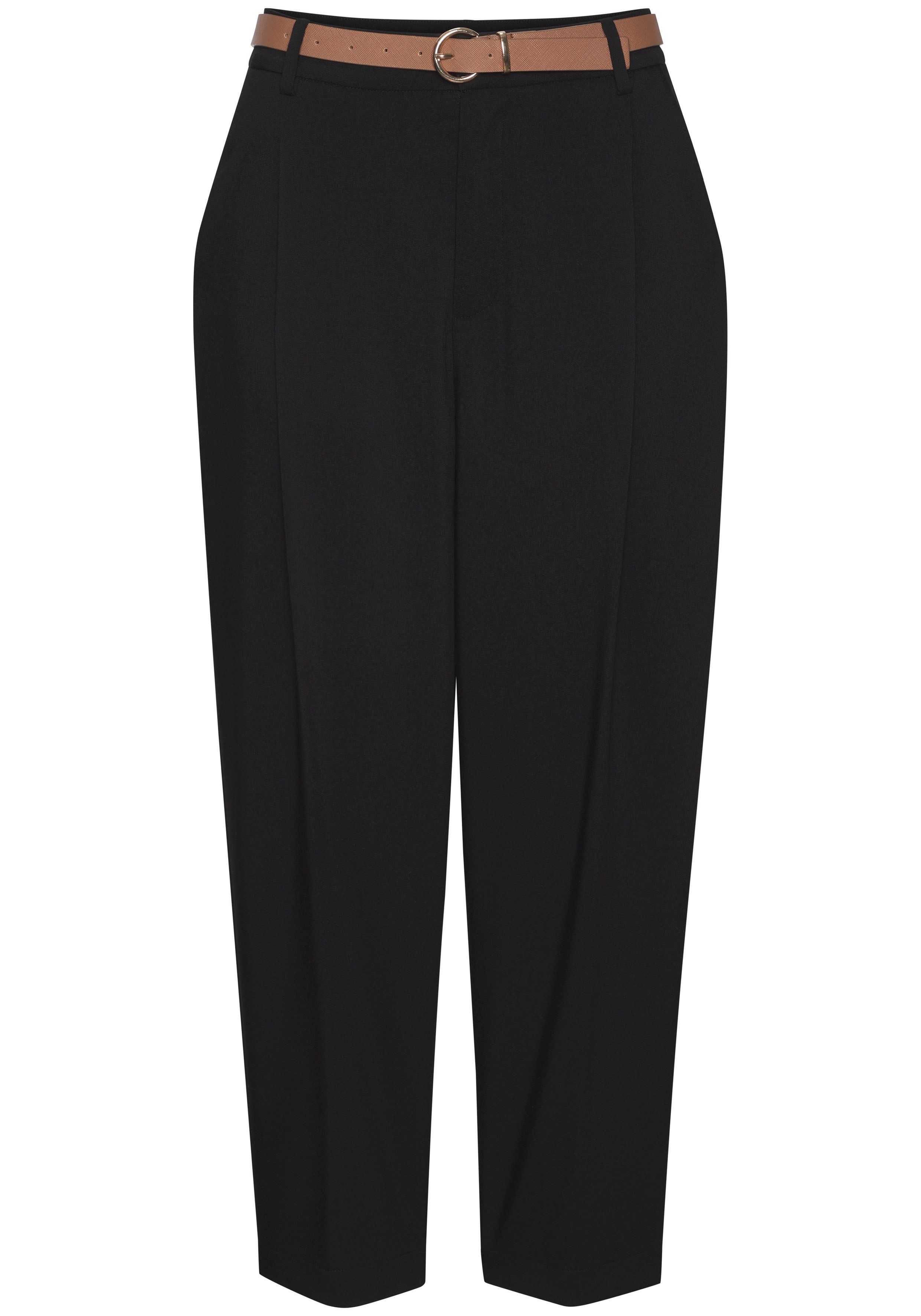 LASCANA Bundfaltenhose mit schmalem Gürtel in Barrel Form (mit Gürtel) mit Gürtel, in modischer Barrel-Form, Businesshose, bequem – Bild 2 von 5