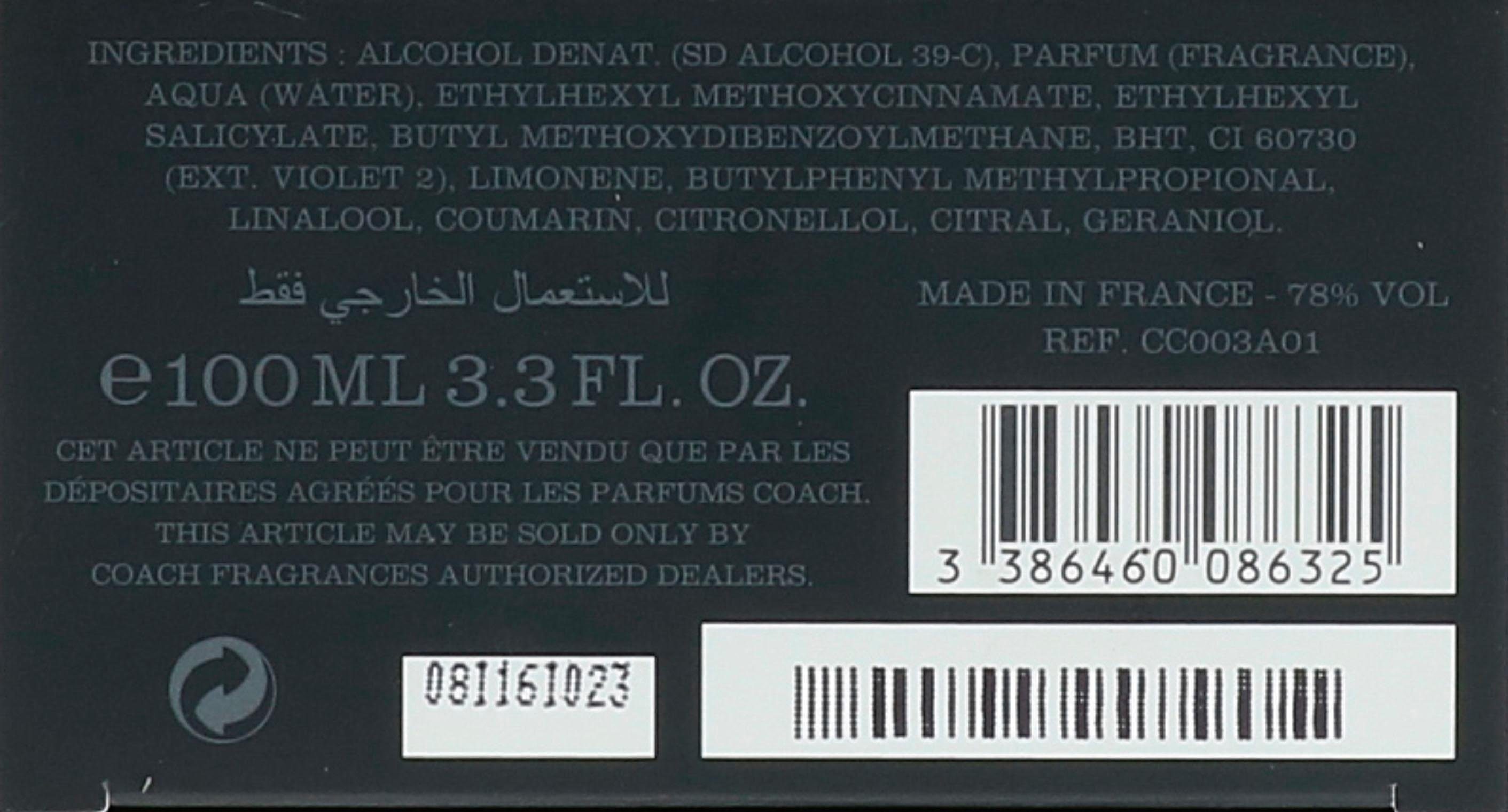 COACH Eau de Toilette Coach for Men, mit attraktiven Design