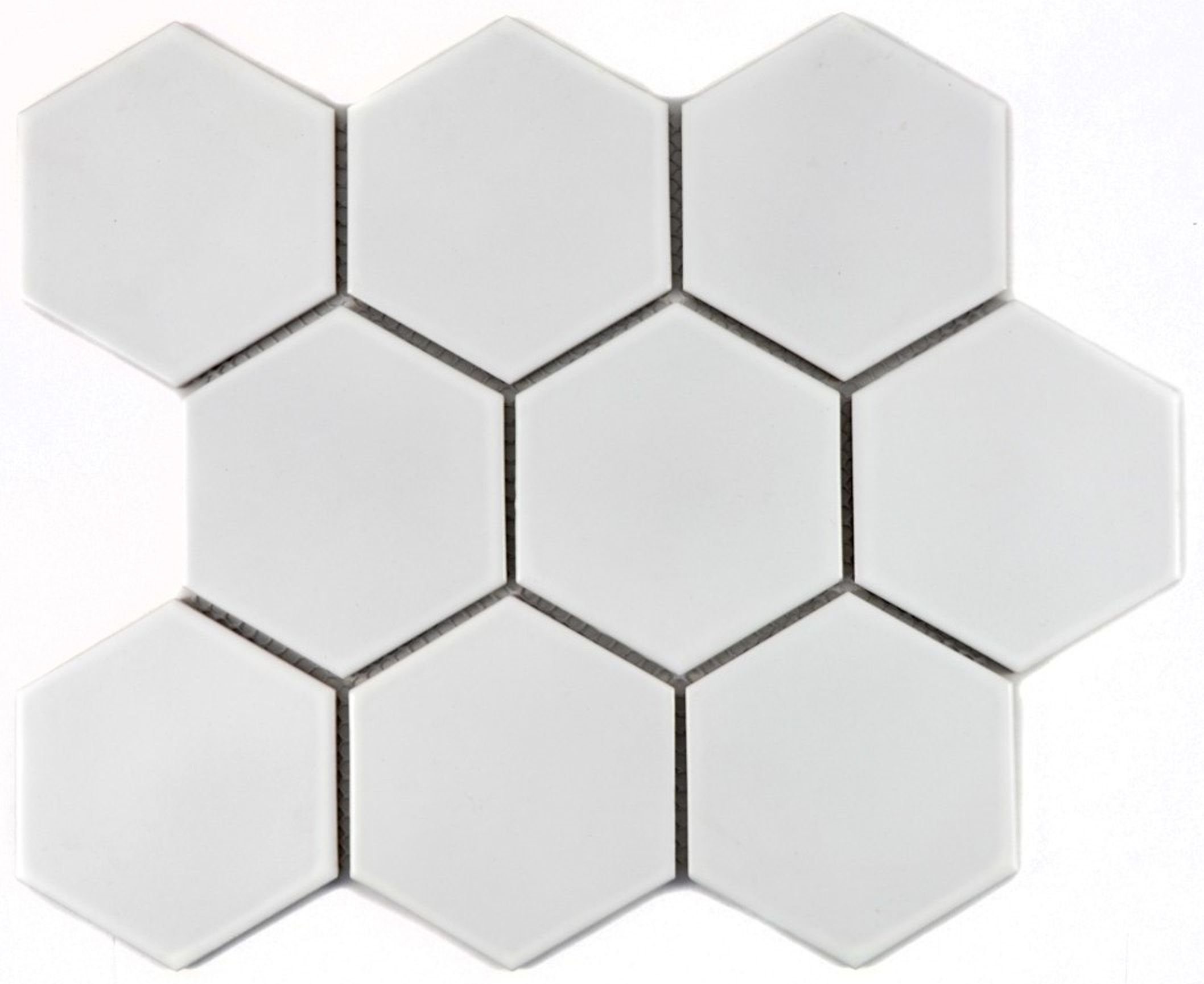 Mosani Mosaikfliesen Hexagonale Sechseck Mosaik Fliese Keramik weiß matt Küche Bad