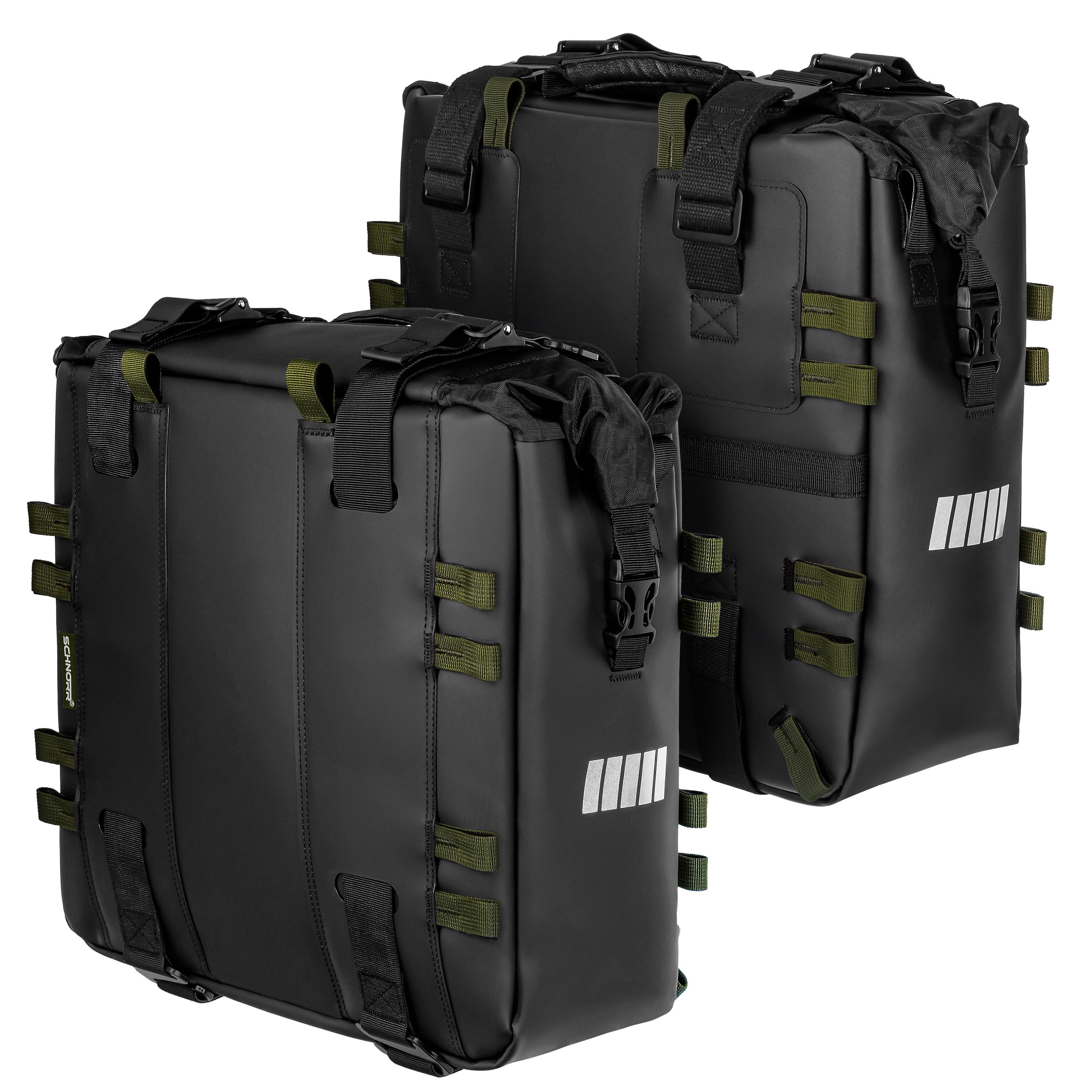 Gepäckträgertasche Motorrad Seitentaschen Set (2×22L), wasserdicht, Softbags aus Hypalon