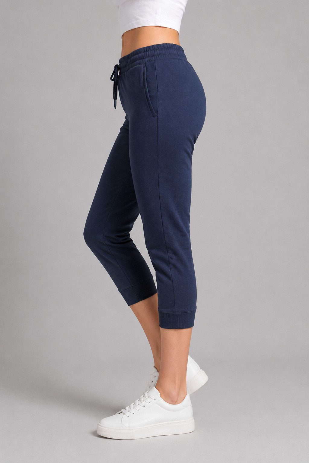 3/4-Hose Damen - Jogginghose mit Kordelzug, Sporthose, Caprihose