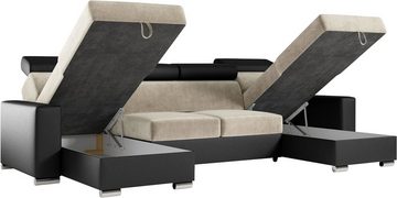 DB-Möbel Ecksofa Wohnzimmer - Wohnlandschaft mit Schlaffunktion - Bettsofa "U-BOX"