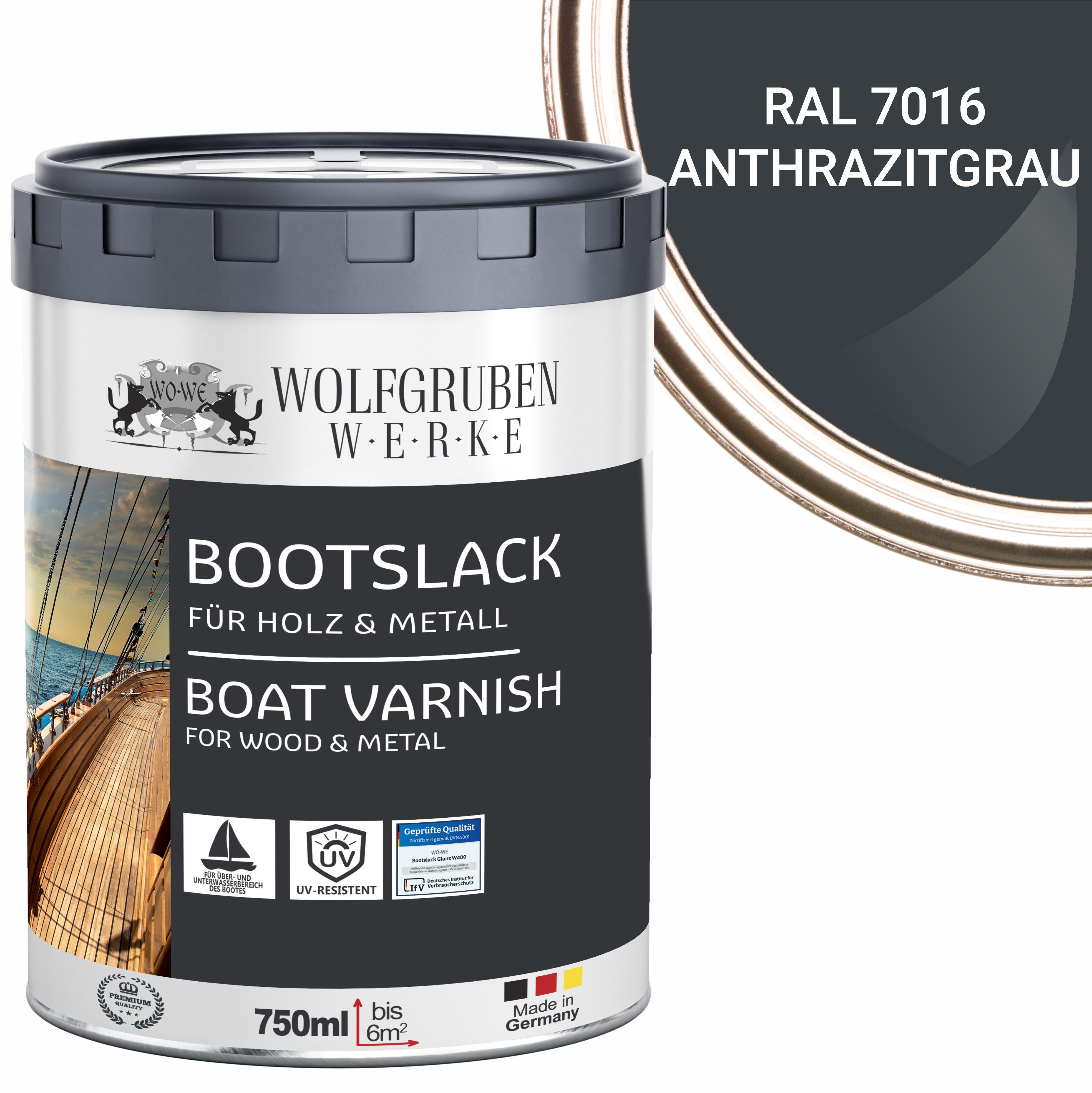 WO-WE Lack Bootslack Schiffslack Parkettlack Yachtlack W400, 0,75-5L, Seidenglänzend, Lösemittelbasis