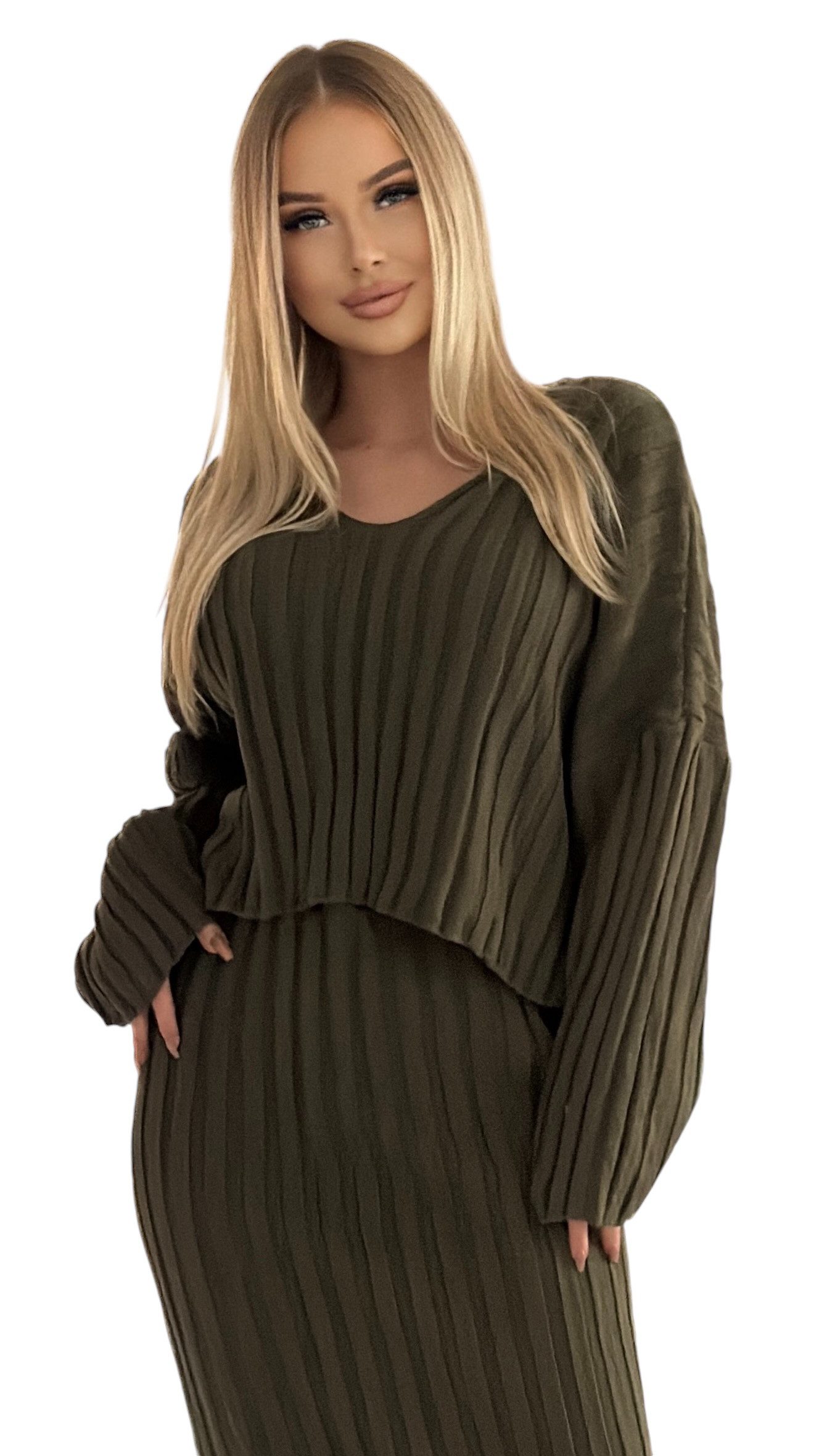 Mississhop Strickkleid Strickkleid Strickanzug Rock Pullover günstig online kaufen