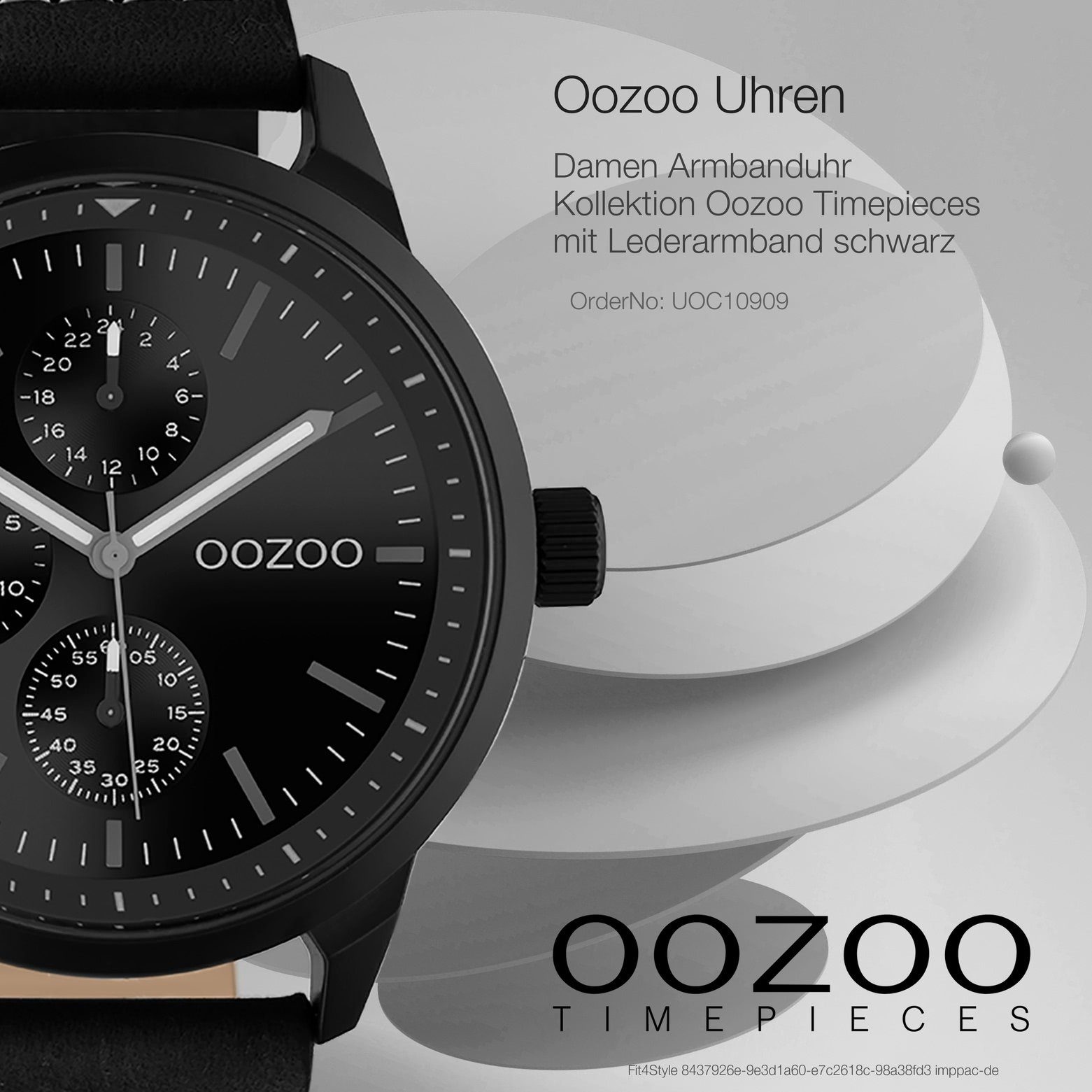 groß OOZOO Analog, Casual-Style Herrenuhr Armbanduhr Quarzuhr Damen, 45mm) rund, Unisex schwarz Oozoo (ca. Lederarmband,