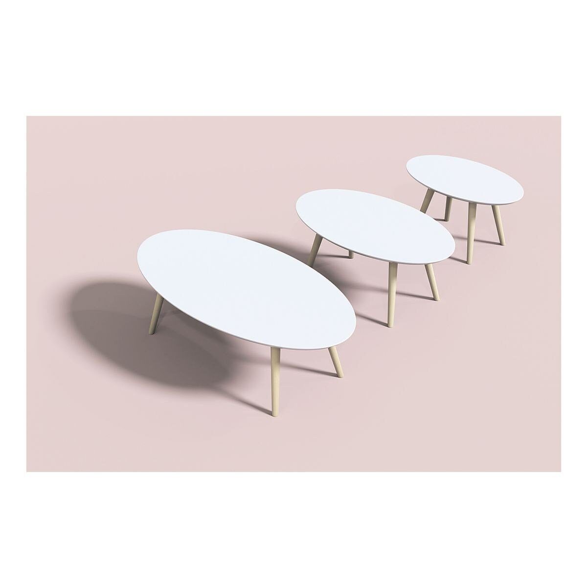 Massivholz-Tischbeinen oval, Beistelltisch PAPERFLOW Scandi, Buche/weiß mit
