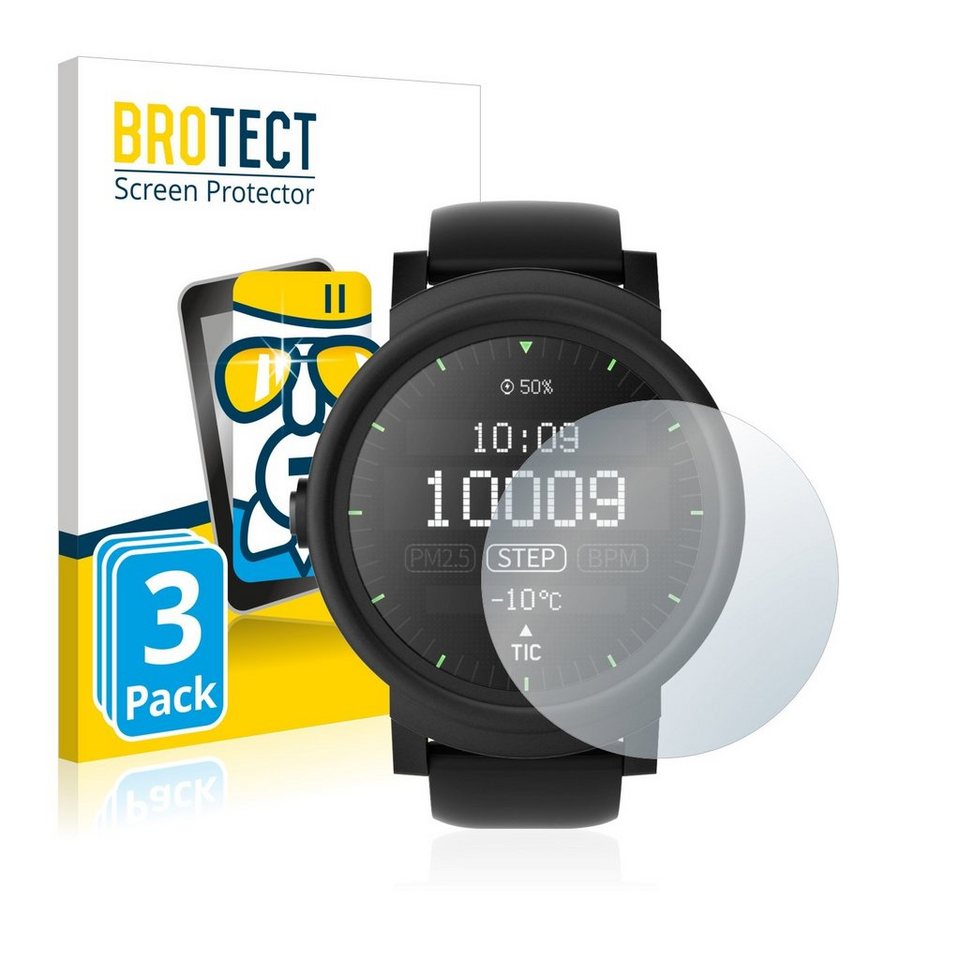 BROTECT Schutzfolie »Panzerglasfolie für Mobvoi Ticwatch Express (44 mm)«, (3 Stück), Schutzglas