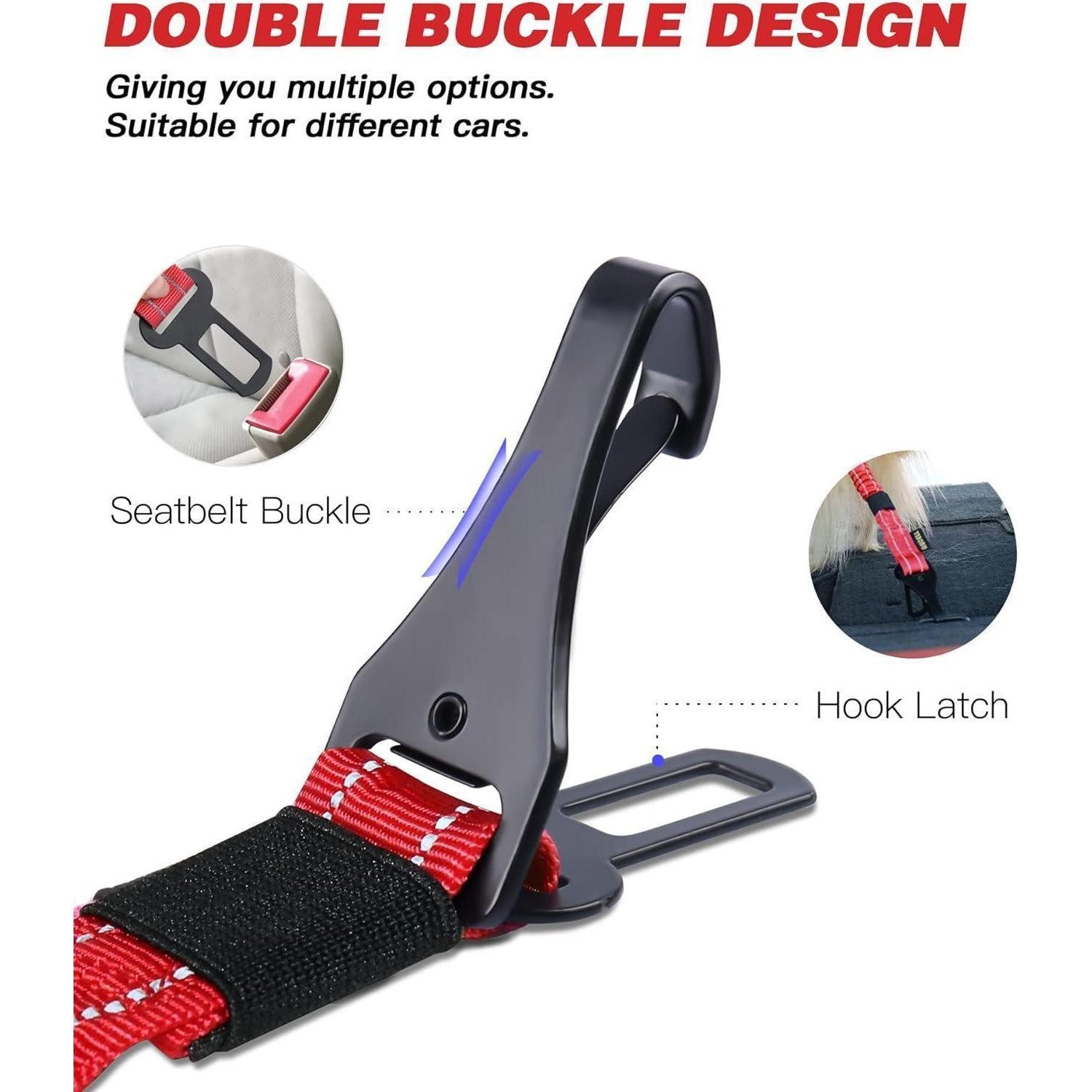 LuxusKollektion Autohundegeschirr Anschnallgurt Hund Auto Bungee Geschirr Clip Karabiner Rot