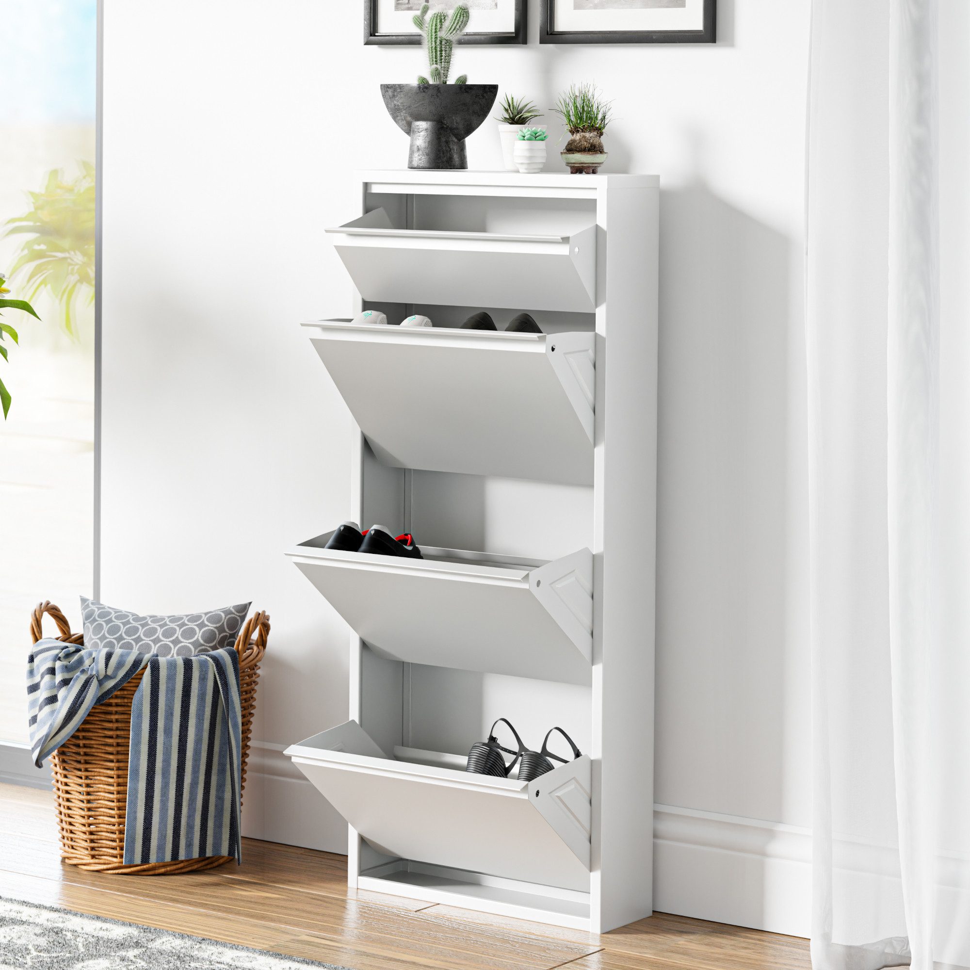 en.casa Schuhschrank »Sokndal« mit 3+1 Klappen günstig online kaufen