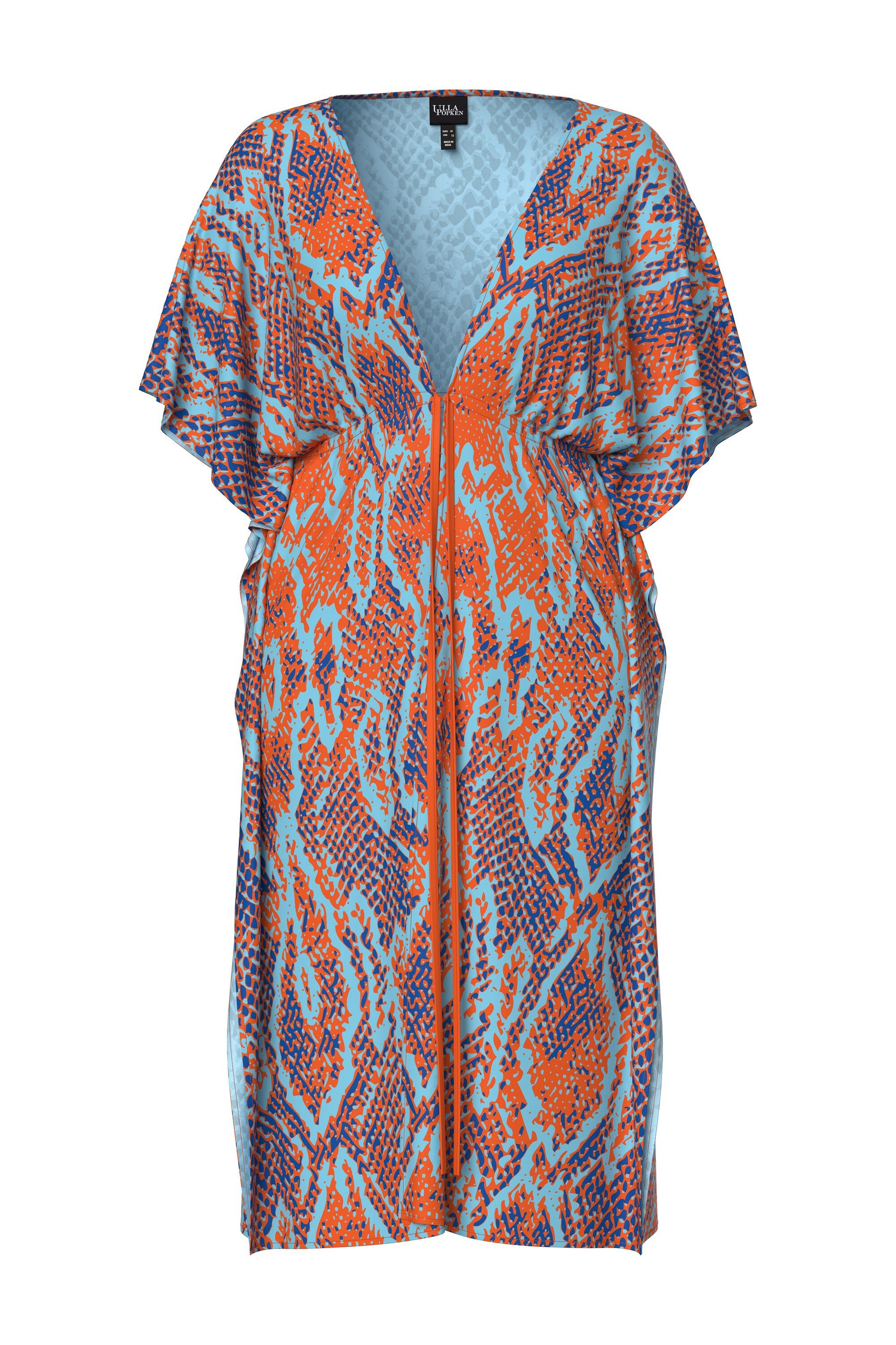 Ulla Popken Strandkleid Kaftan Schlangenmuster V-Ausschnitt Halbarm