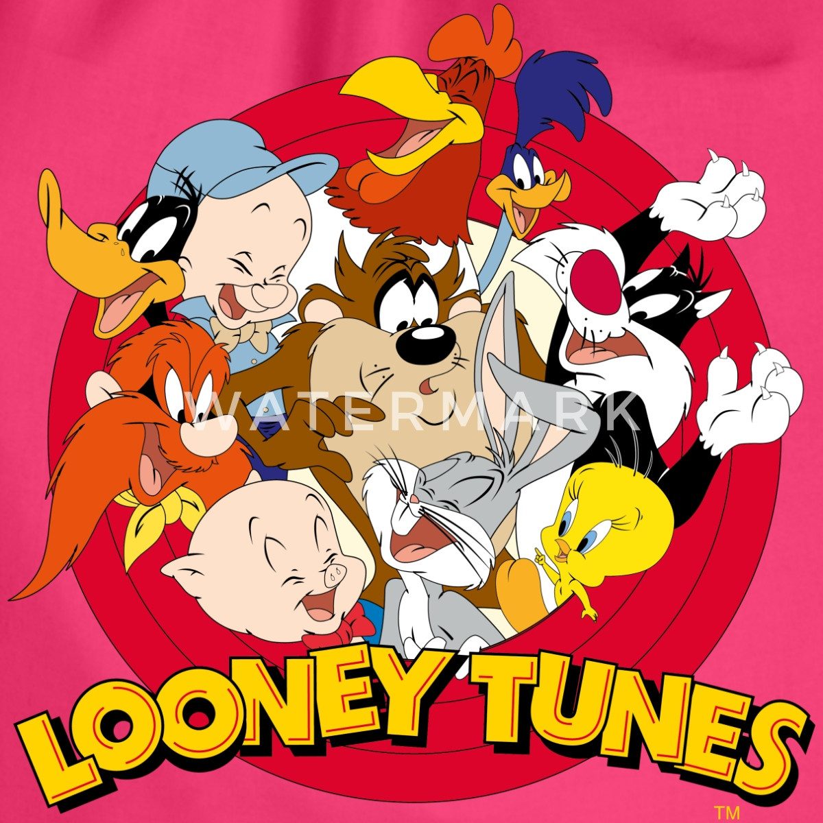 Spreadshirt Turnbeutel Looney Tunes Bugs Bunny Logo Gruppenbild Turnbeutel (1-tlg)