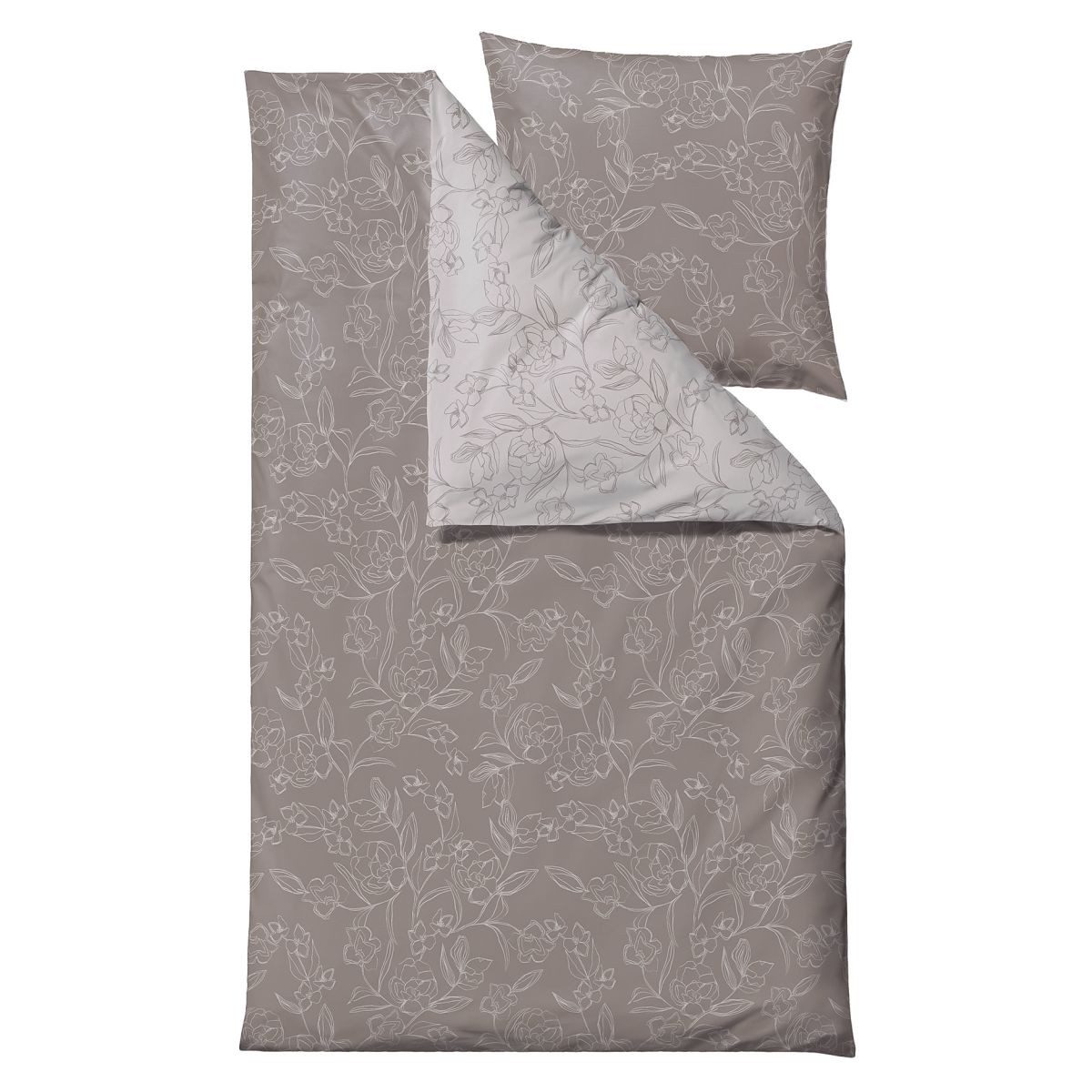 Södahl Bettwäsche Infinity, Bio-Baumwolle Satin, 2 teilig, 135x200cm, skandinavischer Blumenlook, Bio-Baumwolle Satin