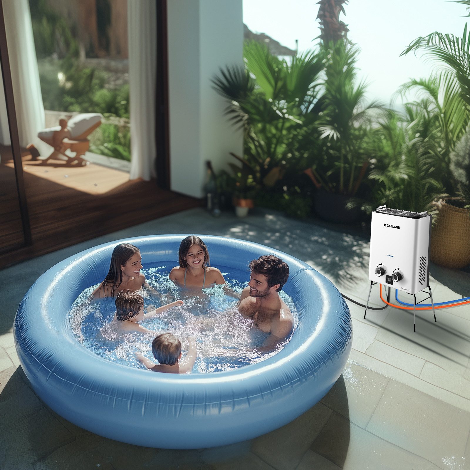 GASLAND Durchlauferhitzer Go Shower G5-DE Gas-Durchlauferhitzer, Propan/Butan (50 mbar) Outdoor-Warmwasserbereiter mit Duschkit