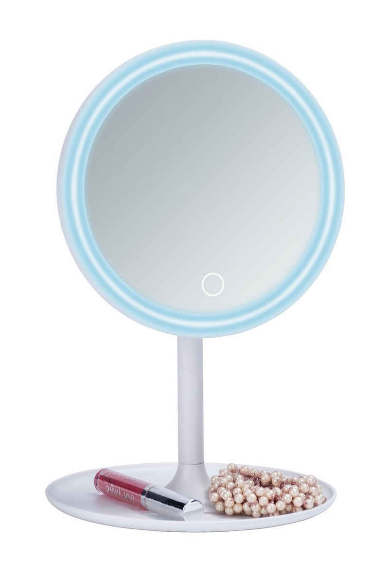 WENKO Kosmetikspiegel LED Stand Schmink Kosmetik Spiegel TURRO Beleuchtet Ablagen