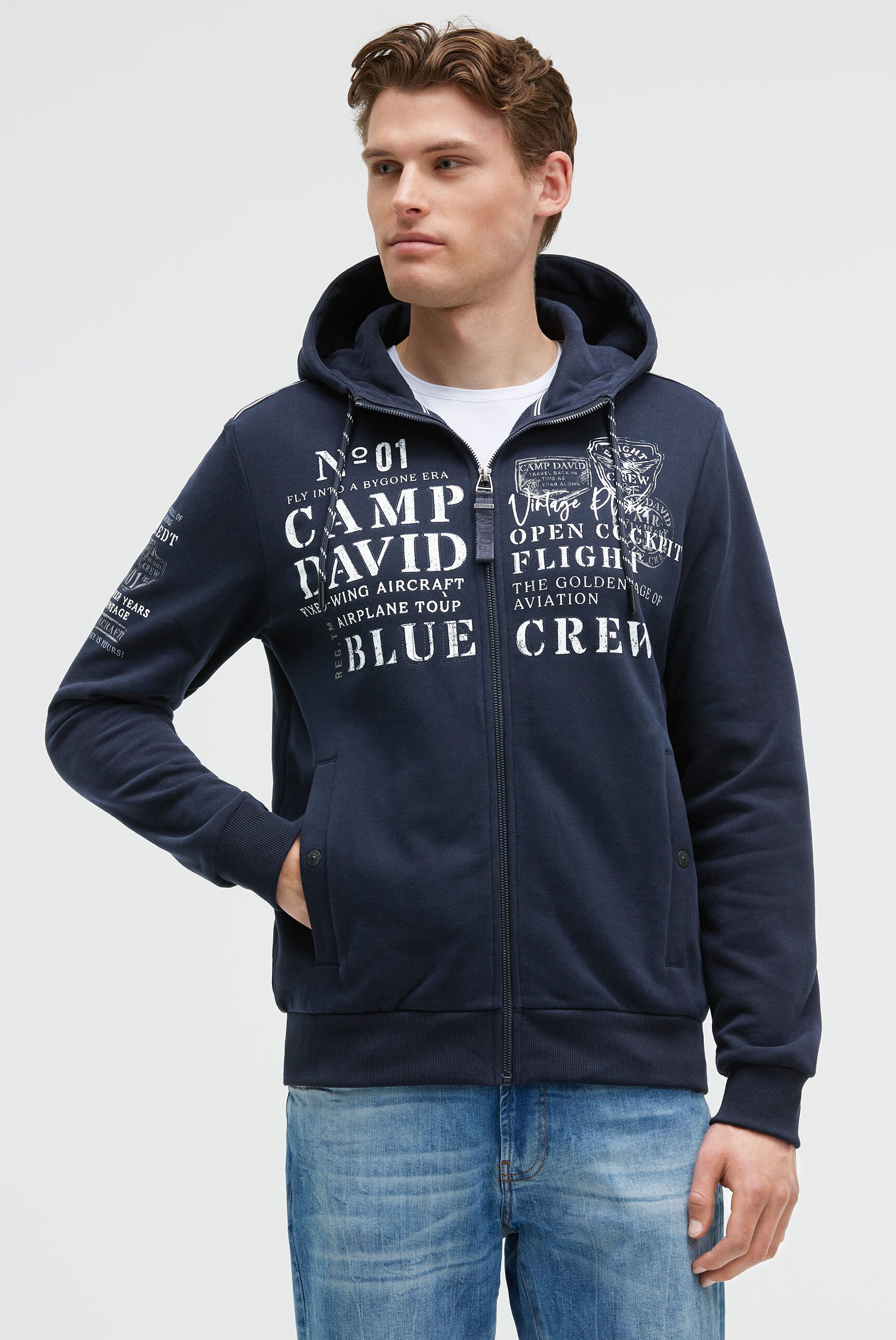 CAMP DAVID Kapuzensweatjacke Eingrifftaschen mit Druckknopfverschluss