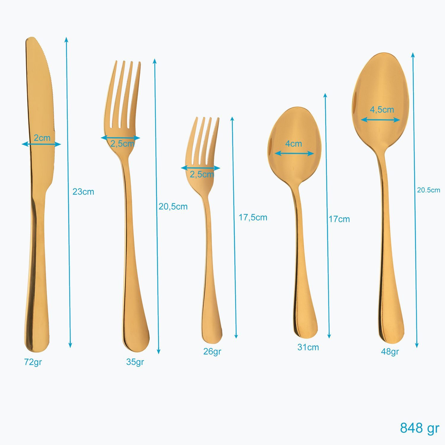 Intirilife Besteck-Set (20-tlg), 4 Personen, Edelstahl, Essbesteck 20-teilig Edelstahl 4 Personen Besteck Messer Gabel Löffel
