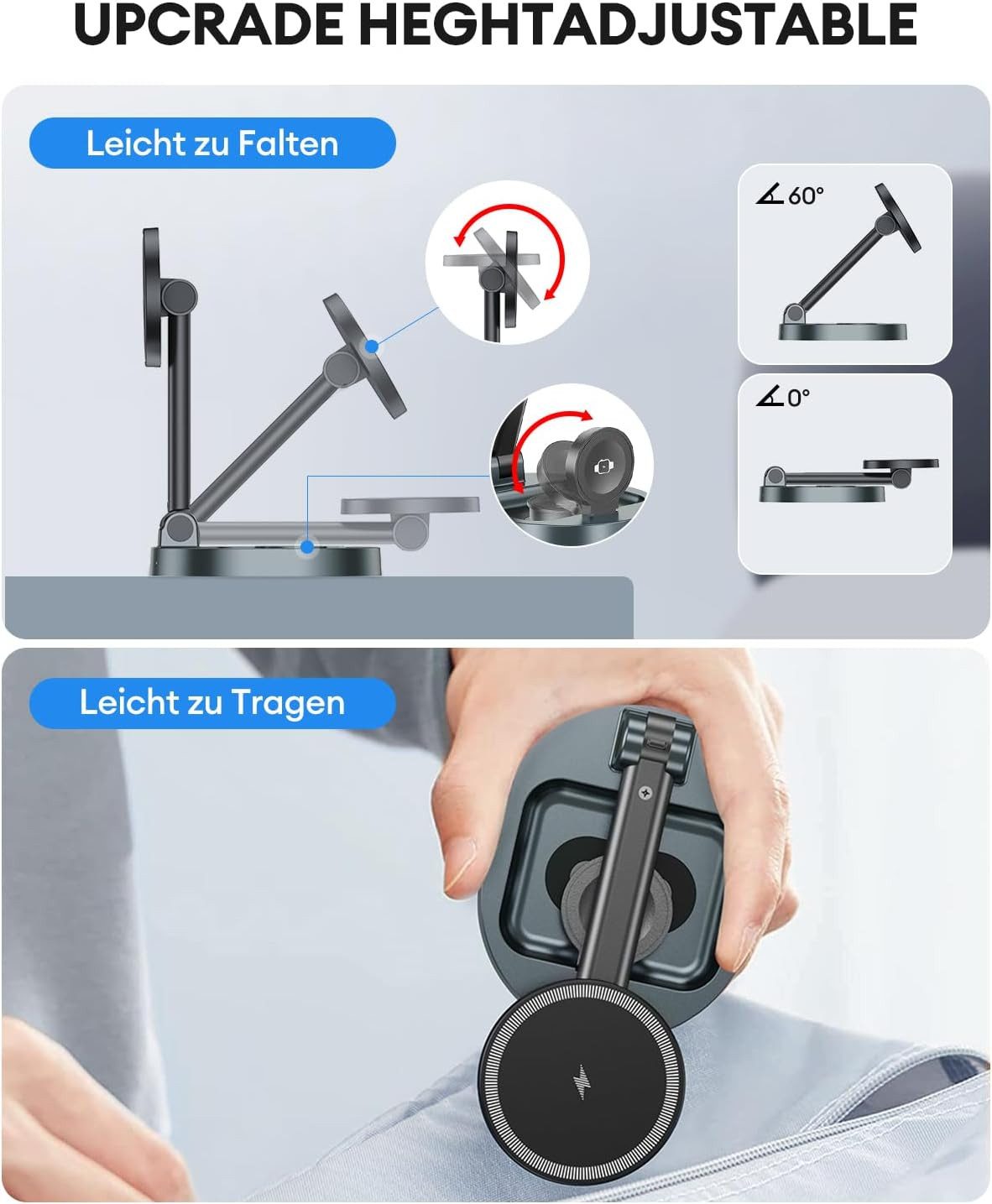 LA CUTE 3-in-1 kabellose Ladestation mit MagSafe für Apple Wireless Charger (2000,00 mA, 3-in-1 kabellose Ladestation mit Schnellladefunktion, 3-in-1 Ladestation mit 20W Adapter für Apple-Geräte, Kabellos, klappbar, schnelles Laden, MagSafe-kompatibel)