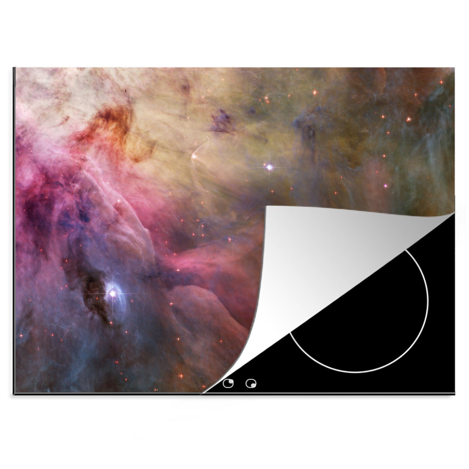(1 Der Orionnebel, nutzbar, cm, fotografiert MuchoWow Vinyl, 70x52 tlg), dem Ceranfeldabdeckung Herdblende-/Abdeckplatte Hubble-Teleskop, Arbeitsfläche mit Mobile