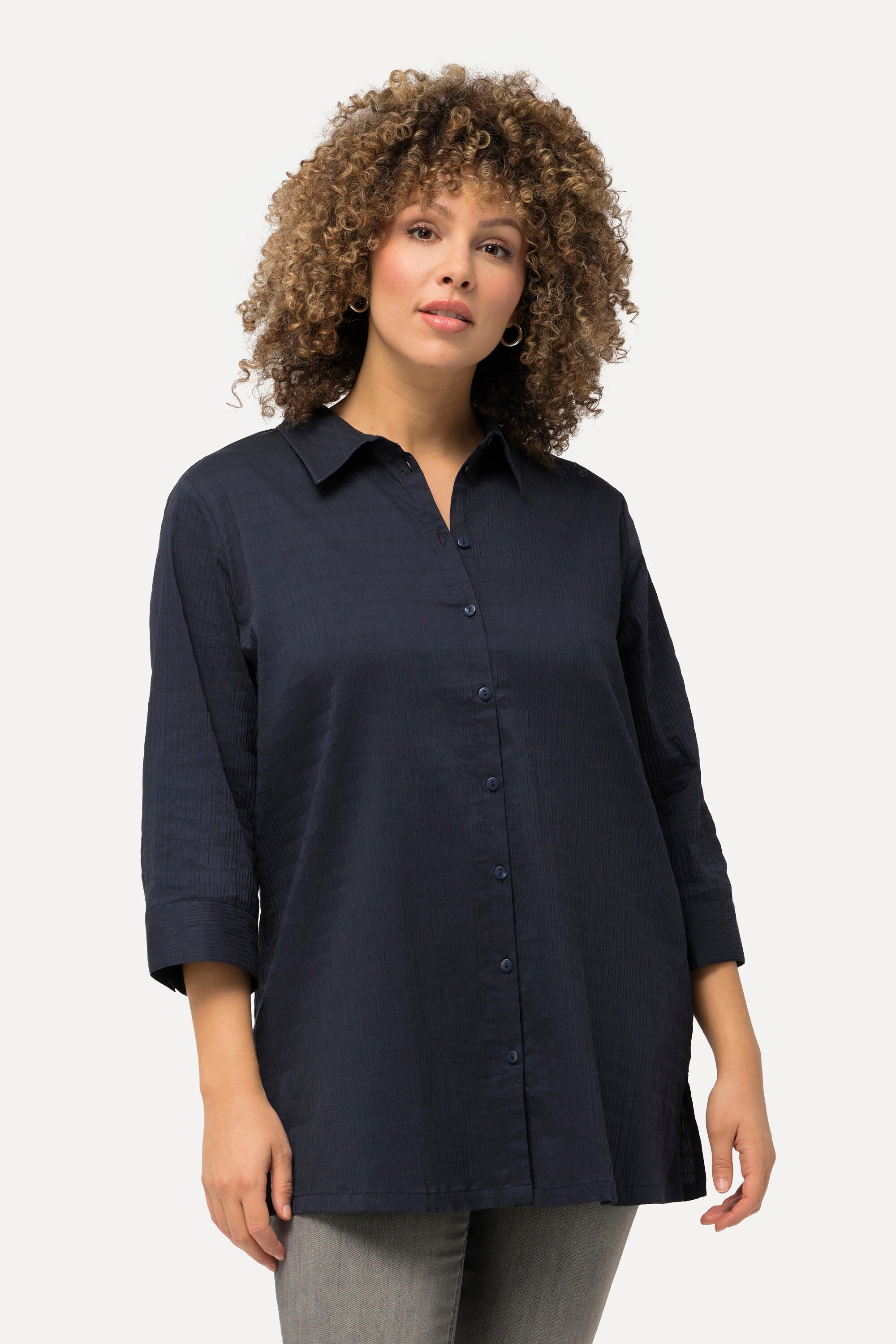 Ulla Popken Hemdbluse Bluse Bubble-Qualität Hemdkragen 3/4-Arm günstig online kaufen