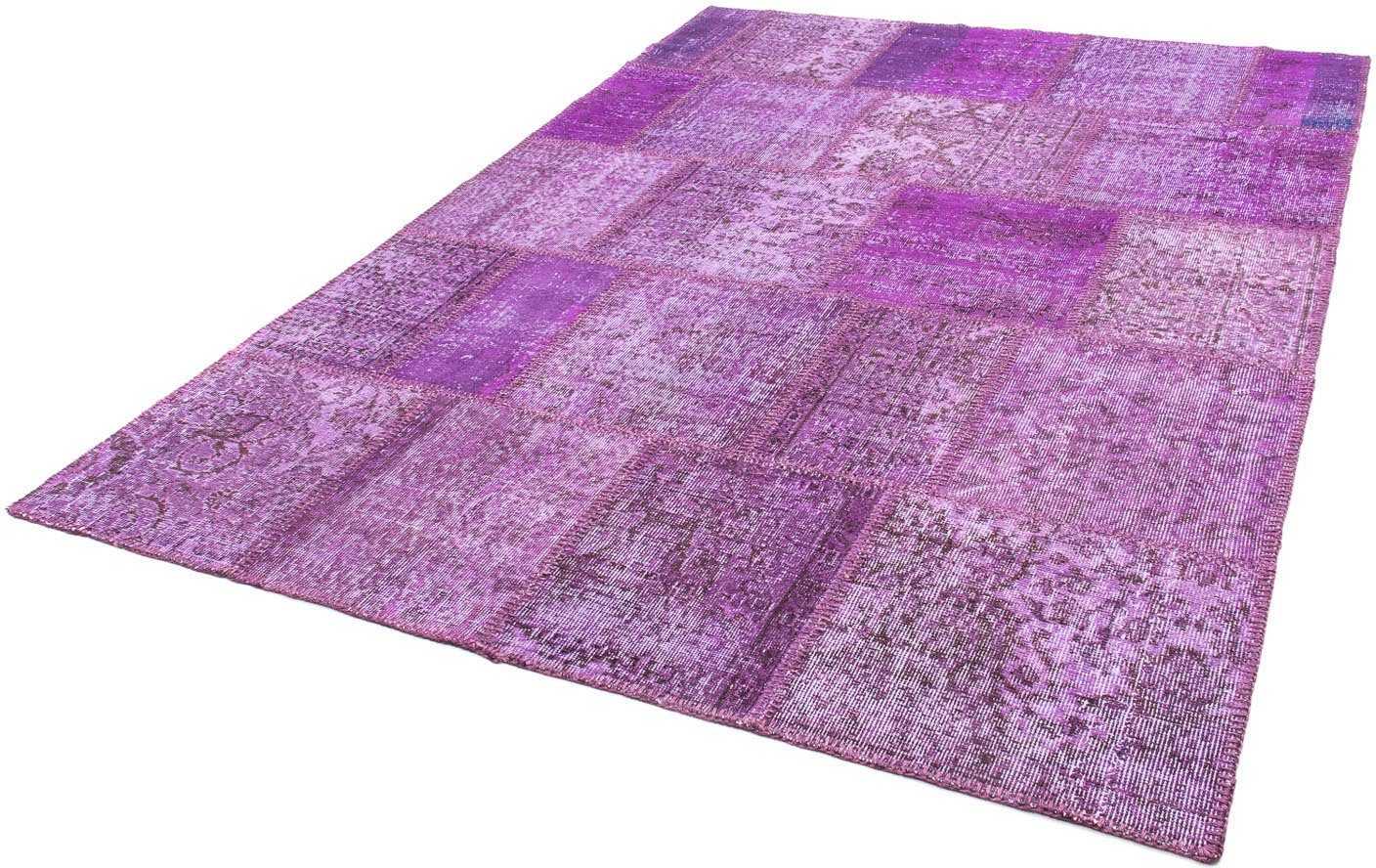 Teppich Patchwork - 240 x 170 cm - lila, morgenland, rechteckig, Höhe: 7 mm, Wohnzimmer, Handgeknüpft, Einzelstück mit Zertifikat
