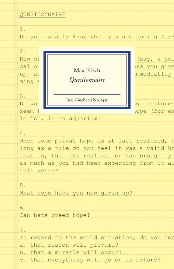 Questionnaire / Max Frisch