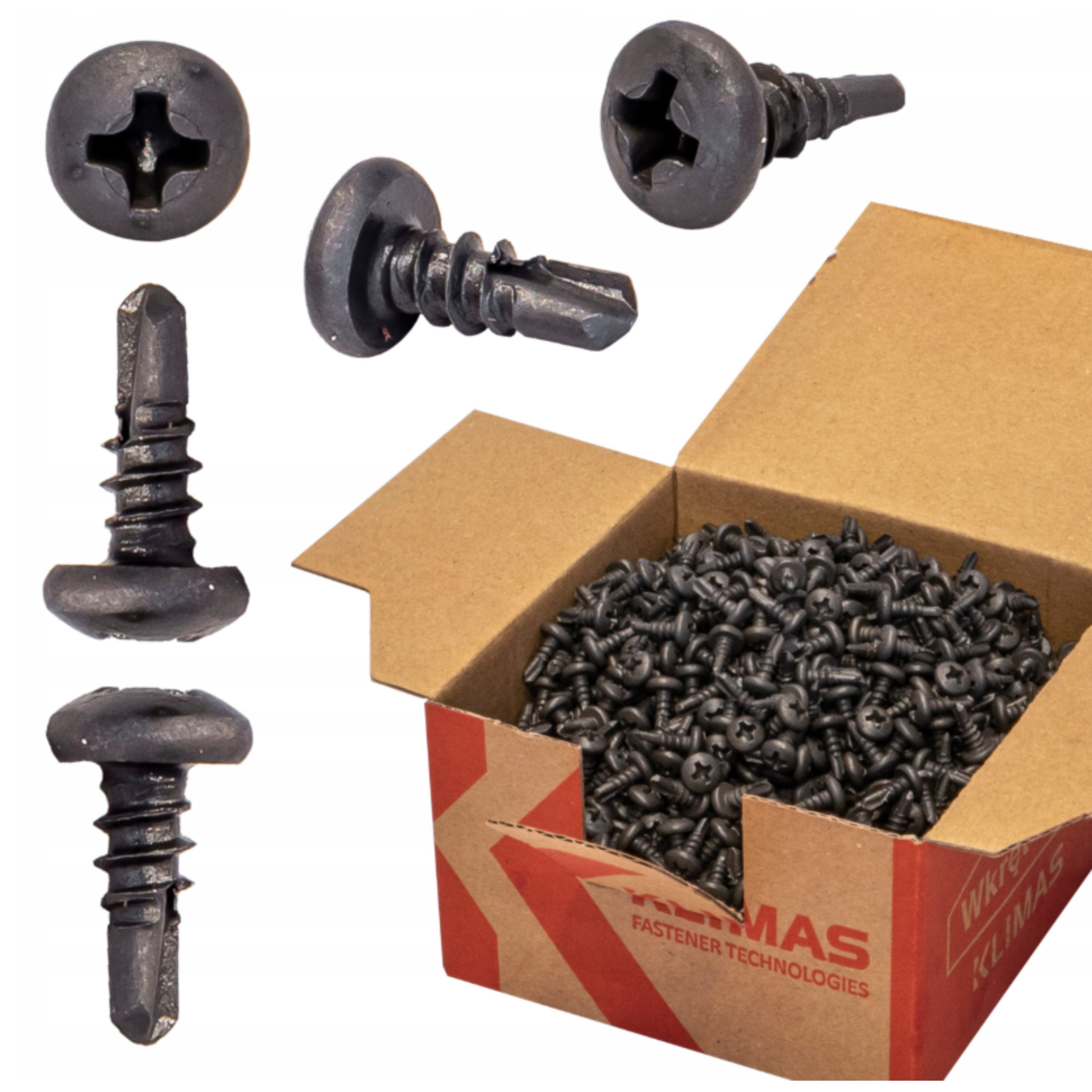 Klimas Bohrschraube KSTEX Bohrchrauben für Metall PH2 phosphatiert 3,5 x 9,5 mm, (500 St)