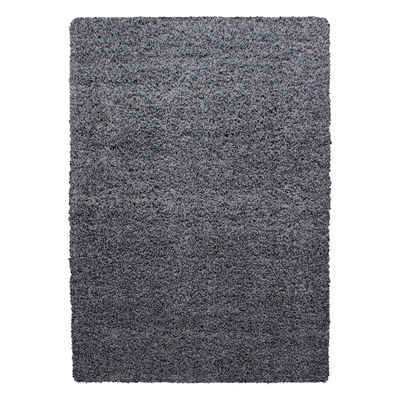 Teppich Unicolor - Einfarbig, Teppium, Rechteckig, Höhe: 30 mm, Teppich Wohnzimmer Shaggy Einfarbig Grau Modern Flauschig Weiche