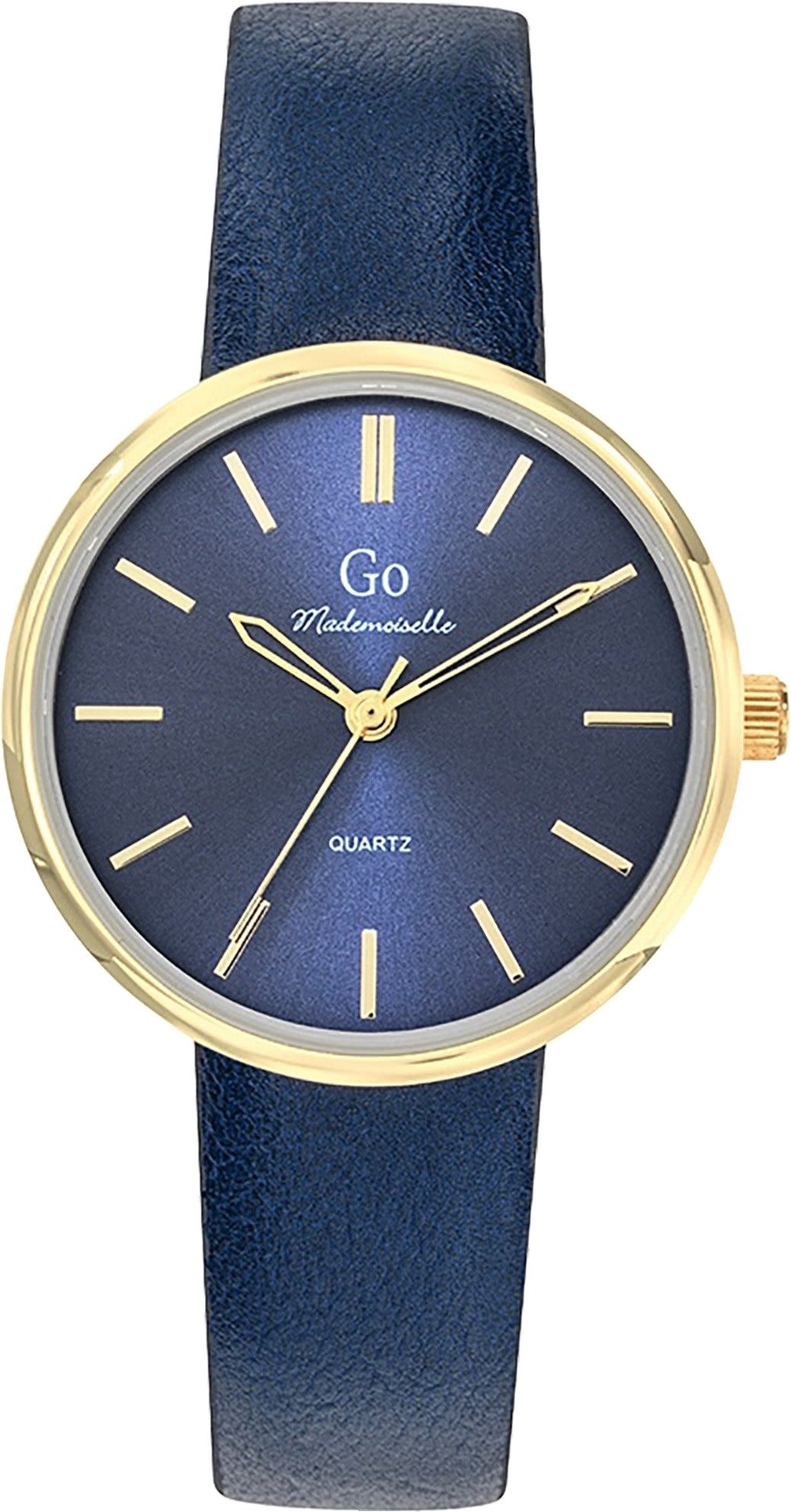 Girl Only Quarzuhr Girl Only GO Damen Armbanduhr, (Analoguhr), Damenuhr GO dunkelblau, mittel (ca. 34mm) Lederarmband, Fashion-Style
