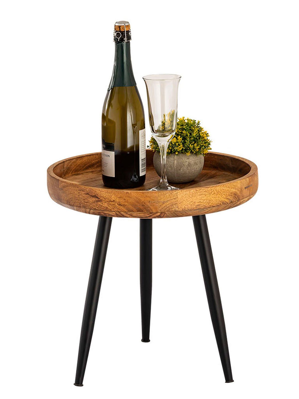 Casamia Beistelltisch »Beistelltisch Holz rund ø 40 o. 50cm Couchtisch  Wohnzimmer Tisch Vancouver Metall-Füße schwarz matt« online kaufen | OTTO