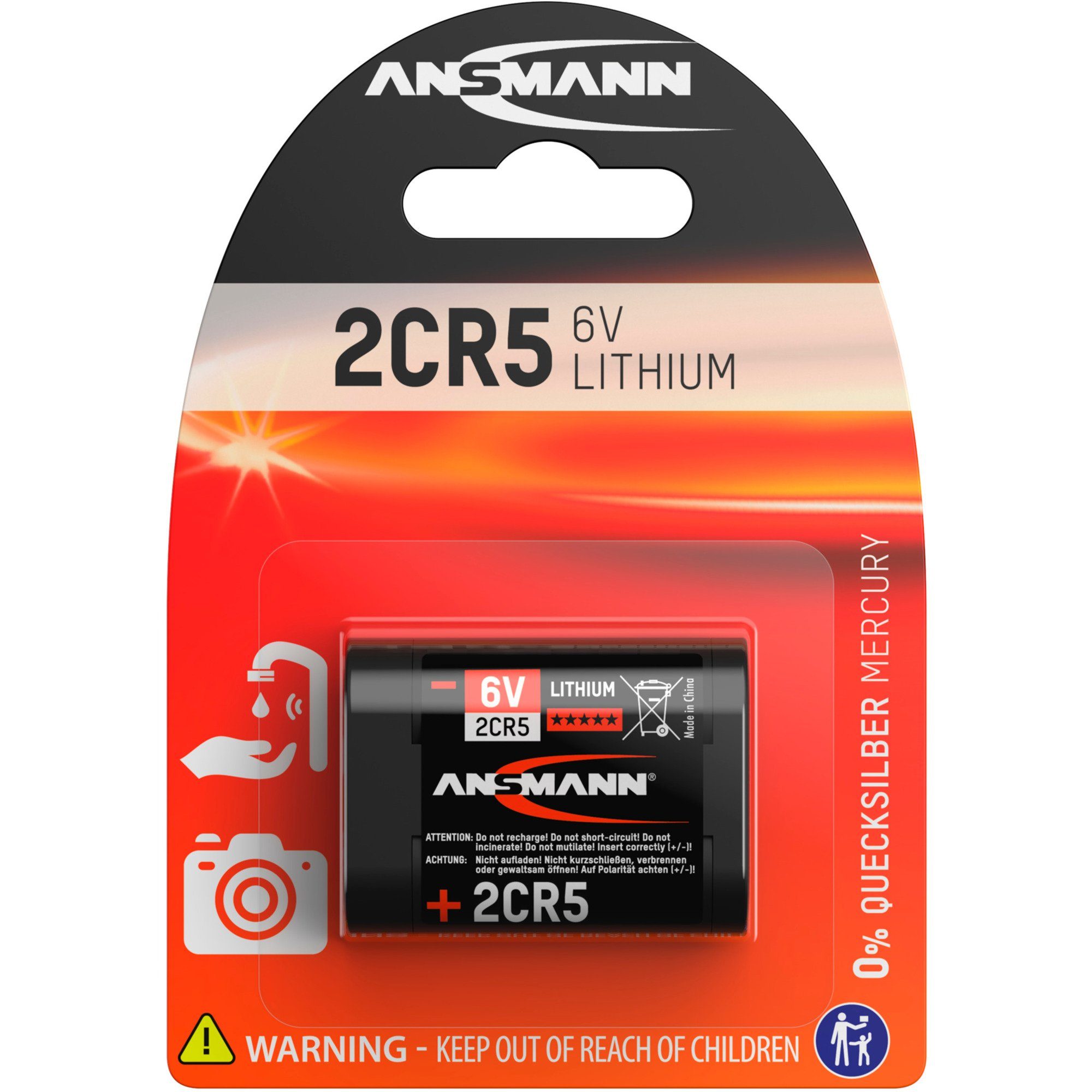 ANSMANN® Ansmann Lithium Batterie 2CR5, (1 Stück) Kamera-Akku
