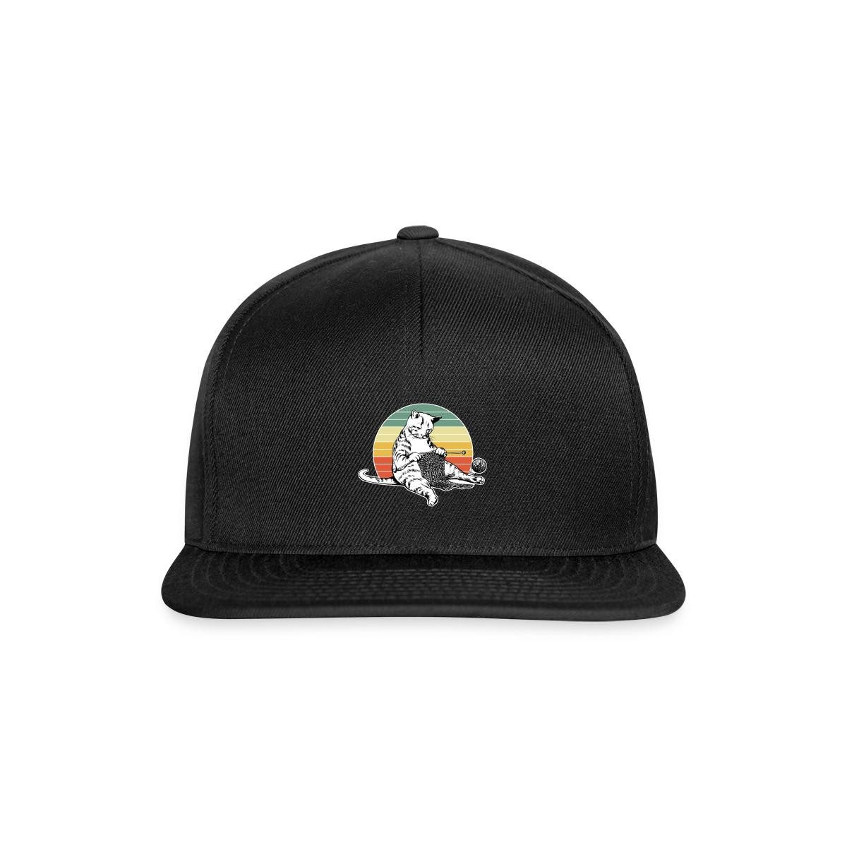 Snapback Cap Strickende Katze, Retro Katze Mit Wolle Snapback Cap