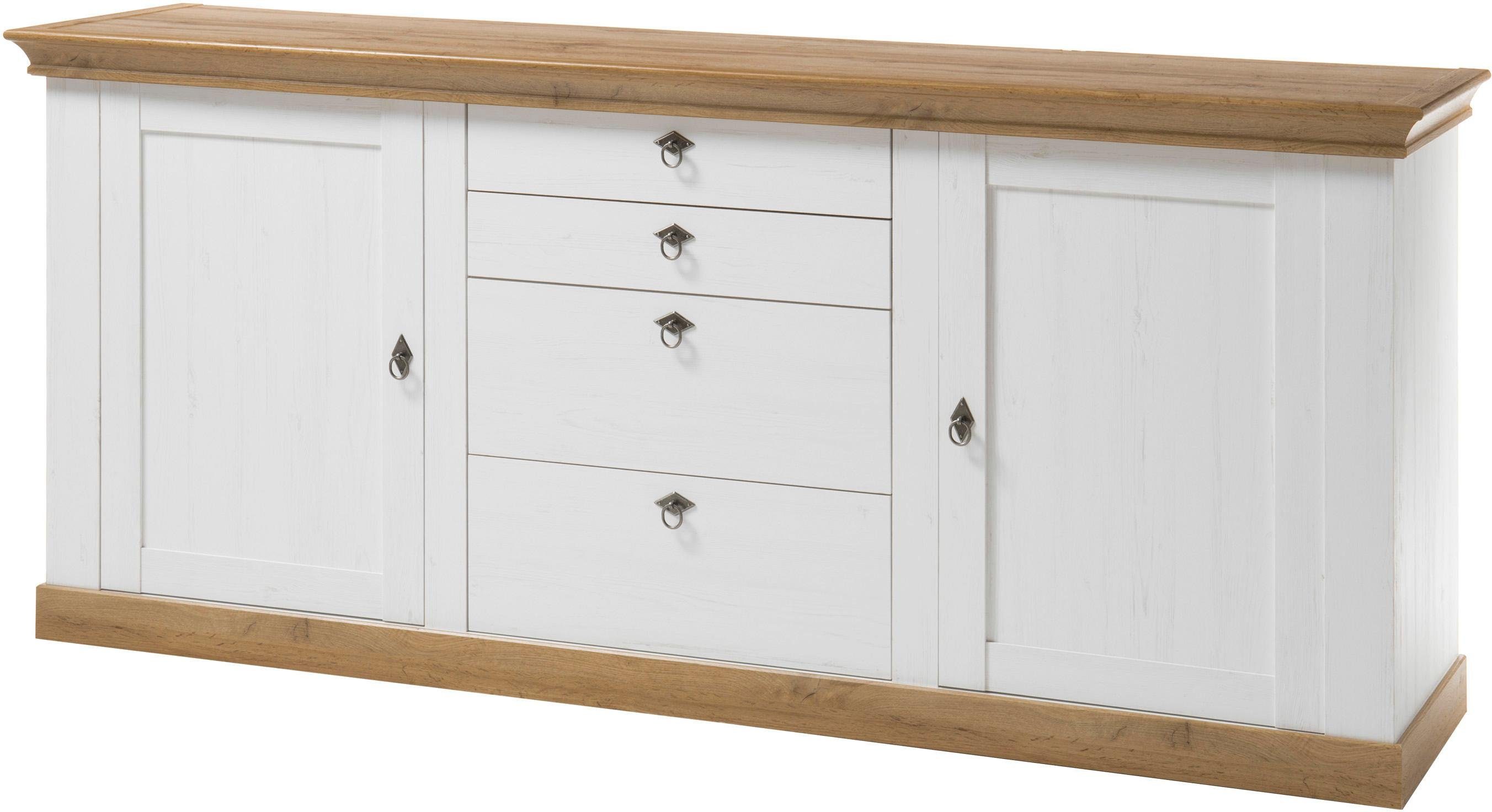 Home affaire Sideboard Cremona, Sideboard, moderner Schrank, Kommode im Landhausstil, Metallgriffe, ausreichend Stauraum, vielseitig einsetzbar 210 cm breit