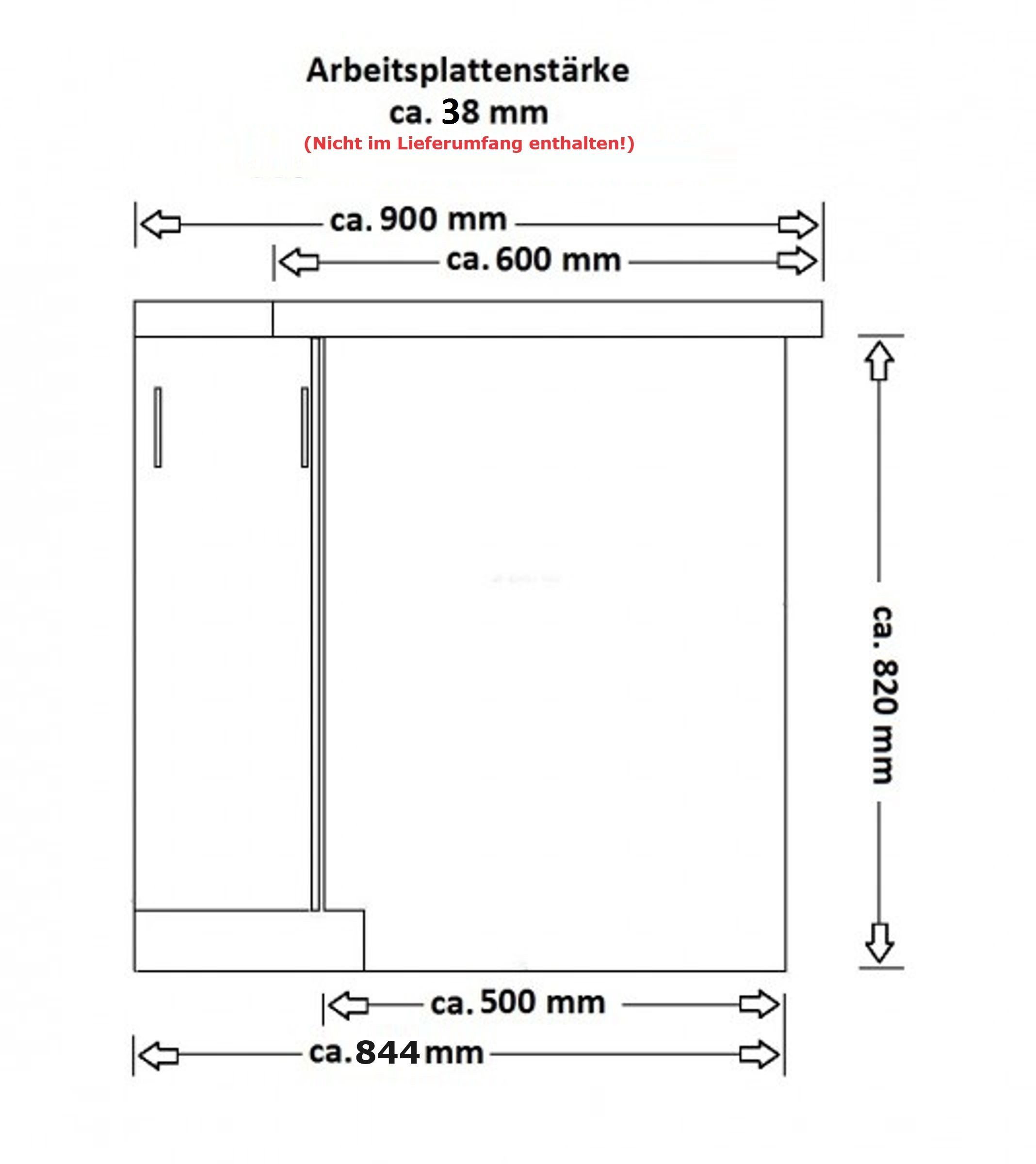 Küchen-Preisbombe Eckunterschrank 90x90 cm Küche ARONA Kaschmir Küchenzeile Küchenblock Einbauküche – Bild 3 von 5