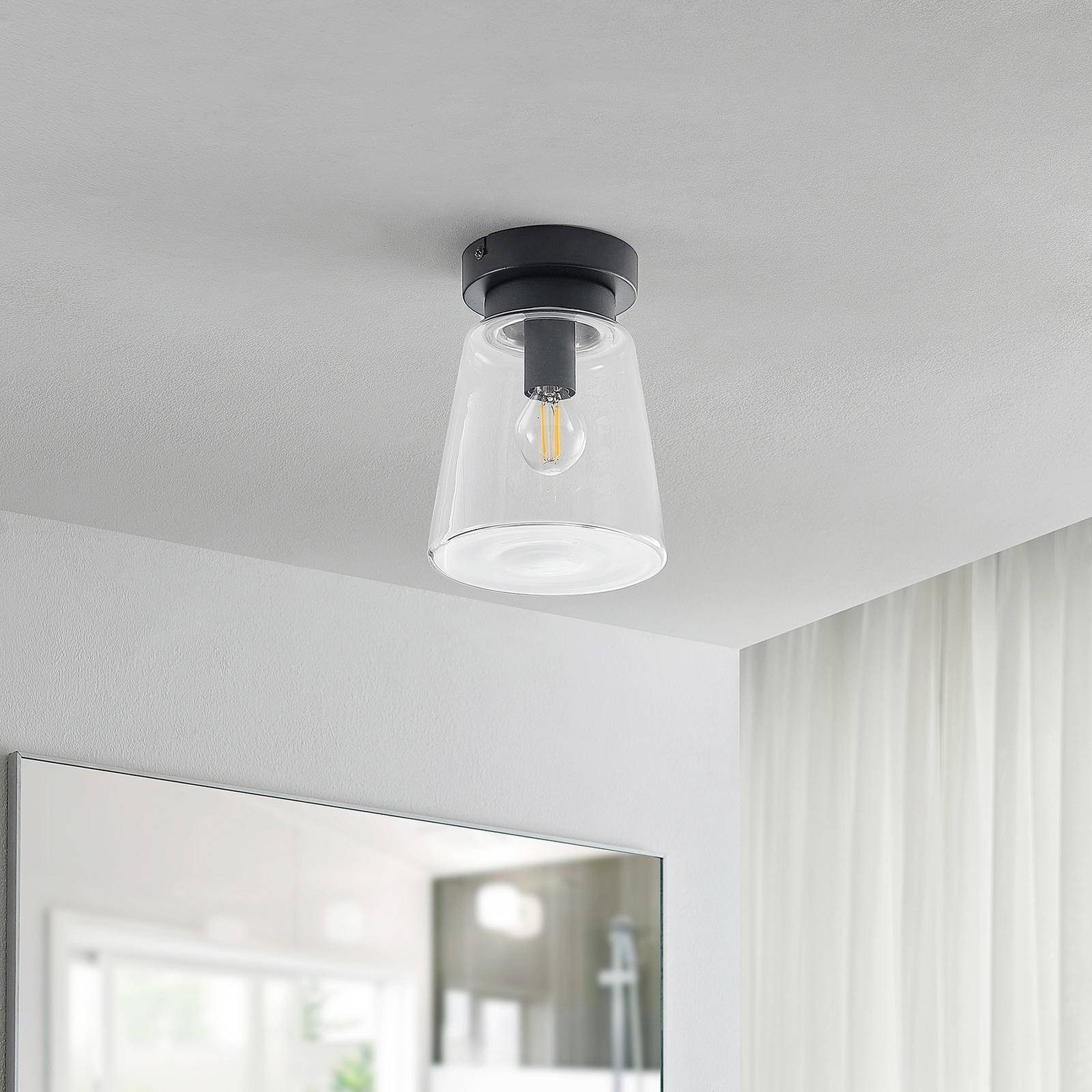Lindby Deckenleuchten Carmalin, Metall, Schwarz IP44, 1 x 10 W LED