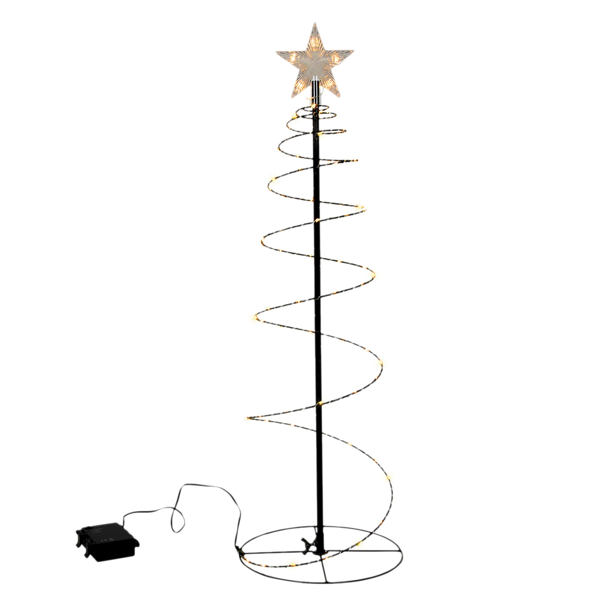 Spetebo LED Dekofigur Spiral Lichterbaum schwarz für Außen 60 cm, für Innen und Außen, LED fest integriert, warm weiß, mit Timer