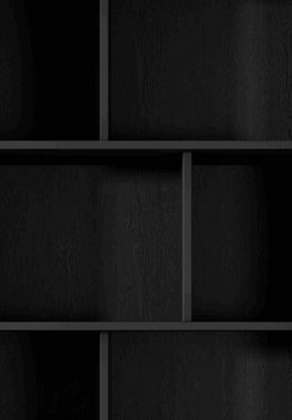 Furnix Stauraumregal Katine asymmetrisches Hoch-Regal mit Schubladen Metallbeine, Griffe aus Metall, 88,2x193,8x38 cm, Auswahl Beige/Gold o. Schwarz