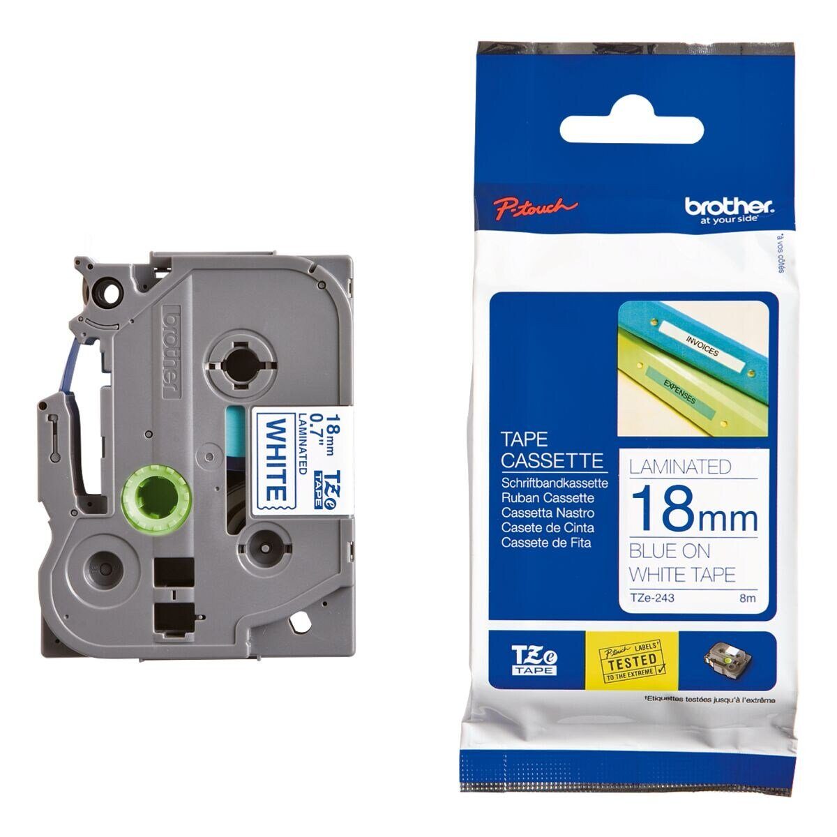 Brother Beschriftungsband TZe, 18 mm x 8 m, 18,00 mm x 8,00 m, laminiert