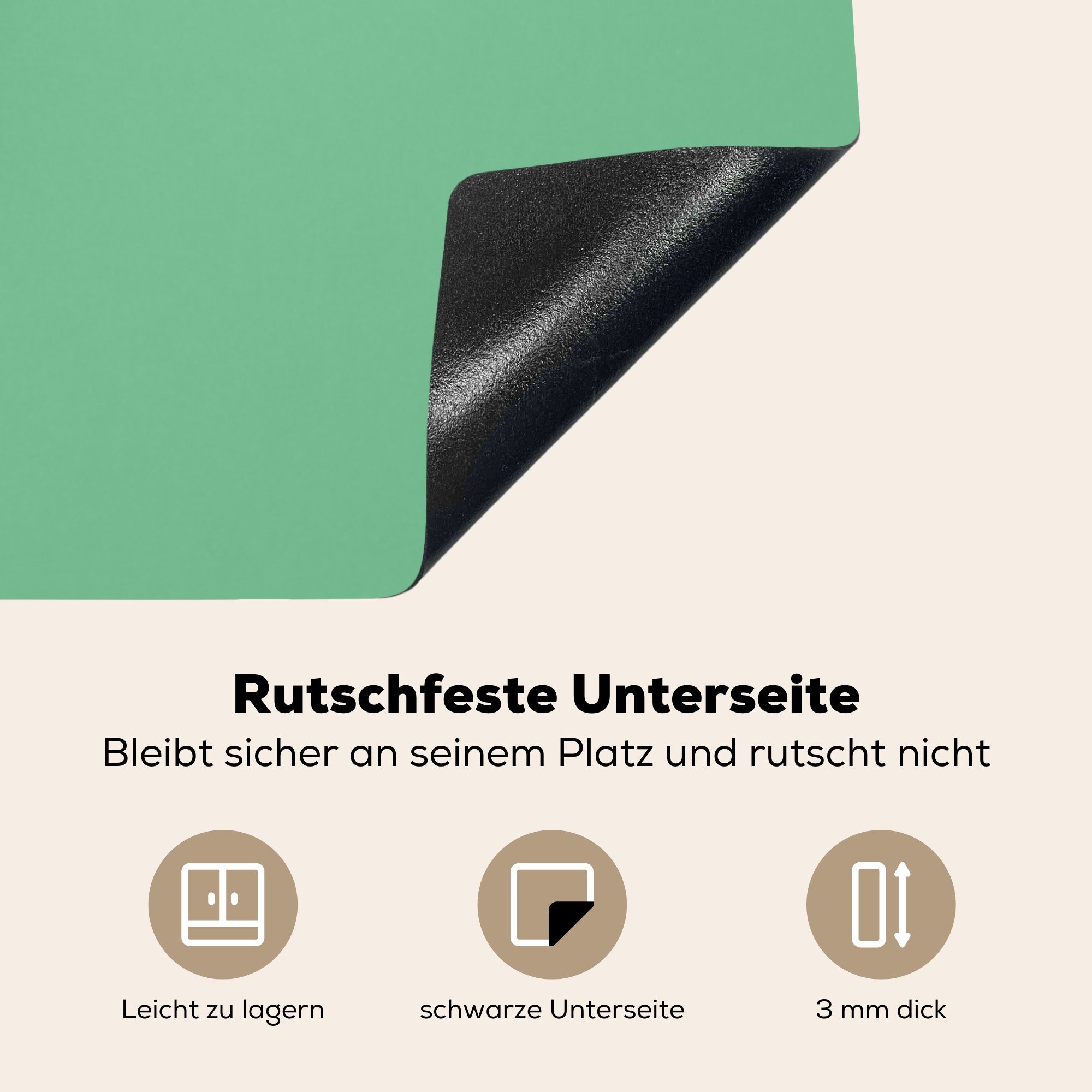 cm, Kaffeebecher, Ceranfeldabdeckung Vinyl, MuchoWow die für (1 81x52 Schutz Mintgrüner küche, tlg), Induktionskochfeld Herdblende-/Abdeckplatte