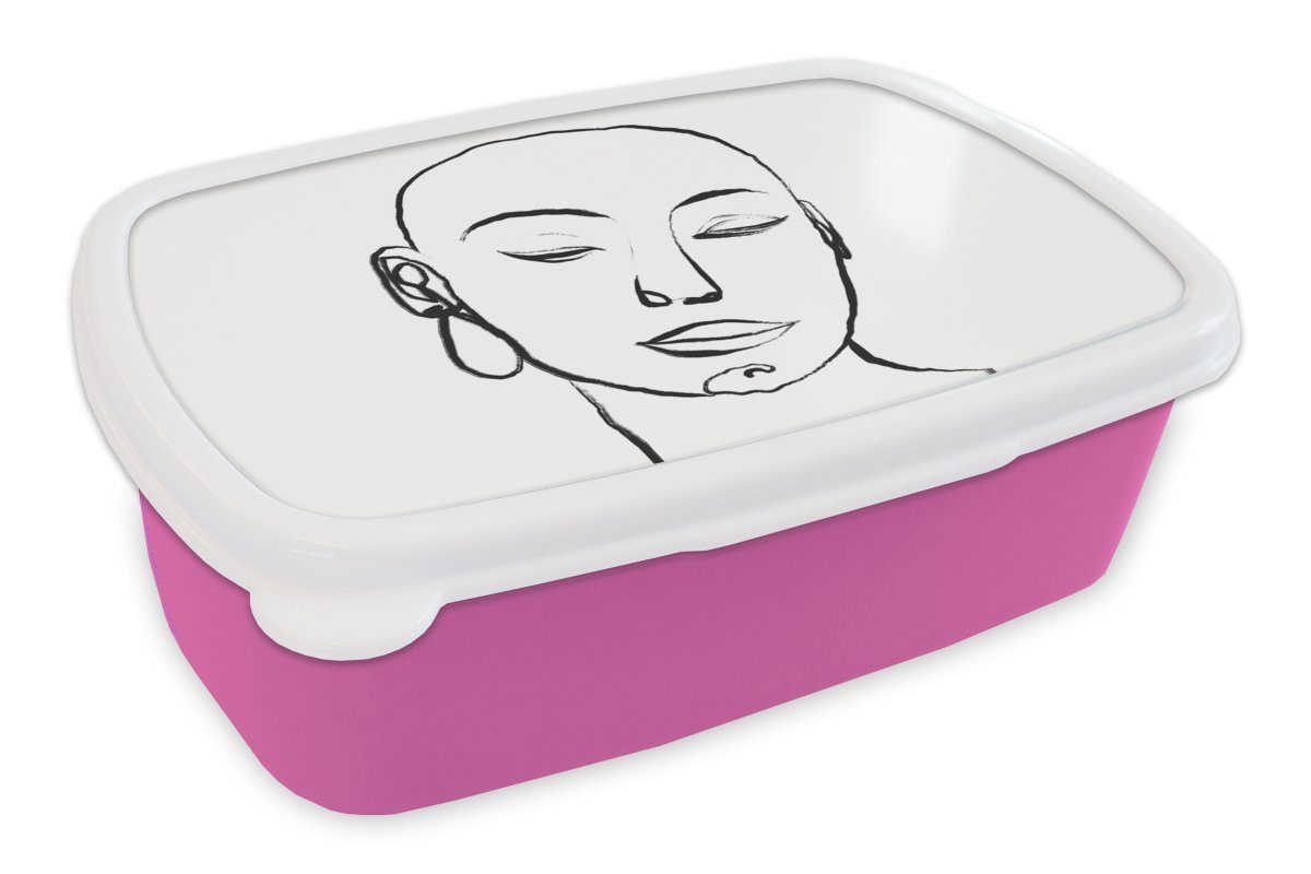 Snackbox, - für rosa MuchoWow Kunststoff, - Brotbox - Kinder, Erwachsene, Weiß Minimalismus, Lunchbox Schwarz (2-tlg), Frau Kunststoff Mädchen, Brotdose