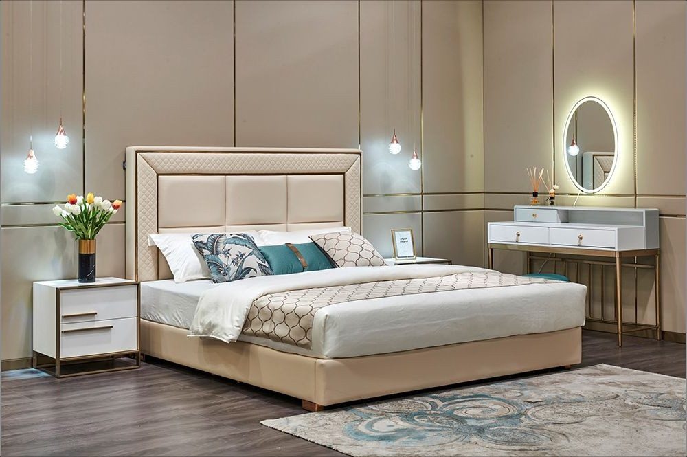 Xlmoebel Bett Luxuriöses Doppelbett mit Polsterung und Design für Hotels, Ehepaare (1-tlg., Bett), Hergestellt in Europa