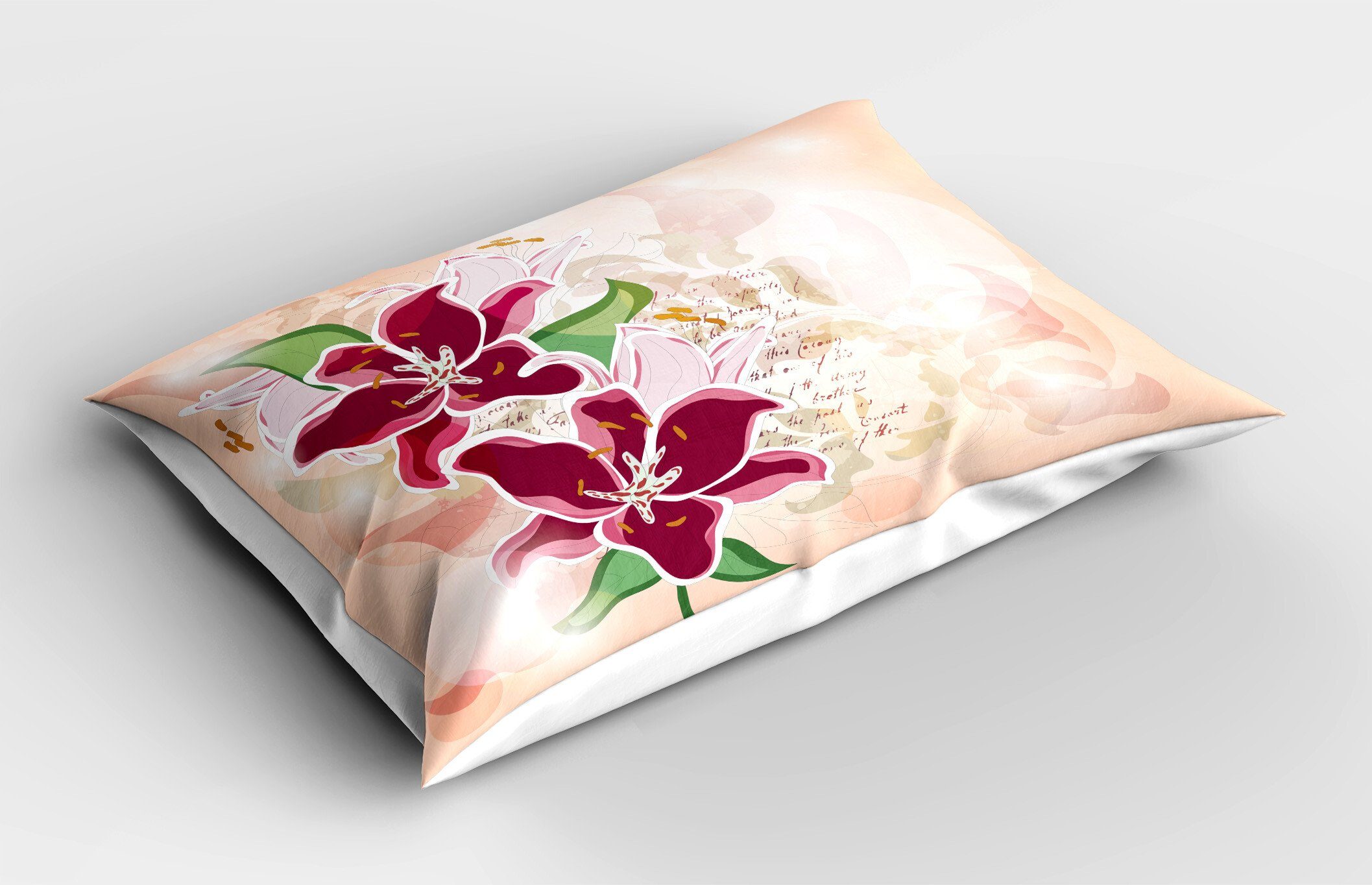 Size Queen Kopfkissenbezug, Dekorativer Stück), Kissenbezüge Botanical Fuchsie Pastellton Lilien Gedruckter (1 Abakuhaus
