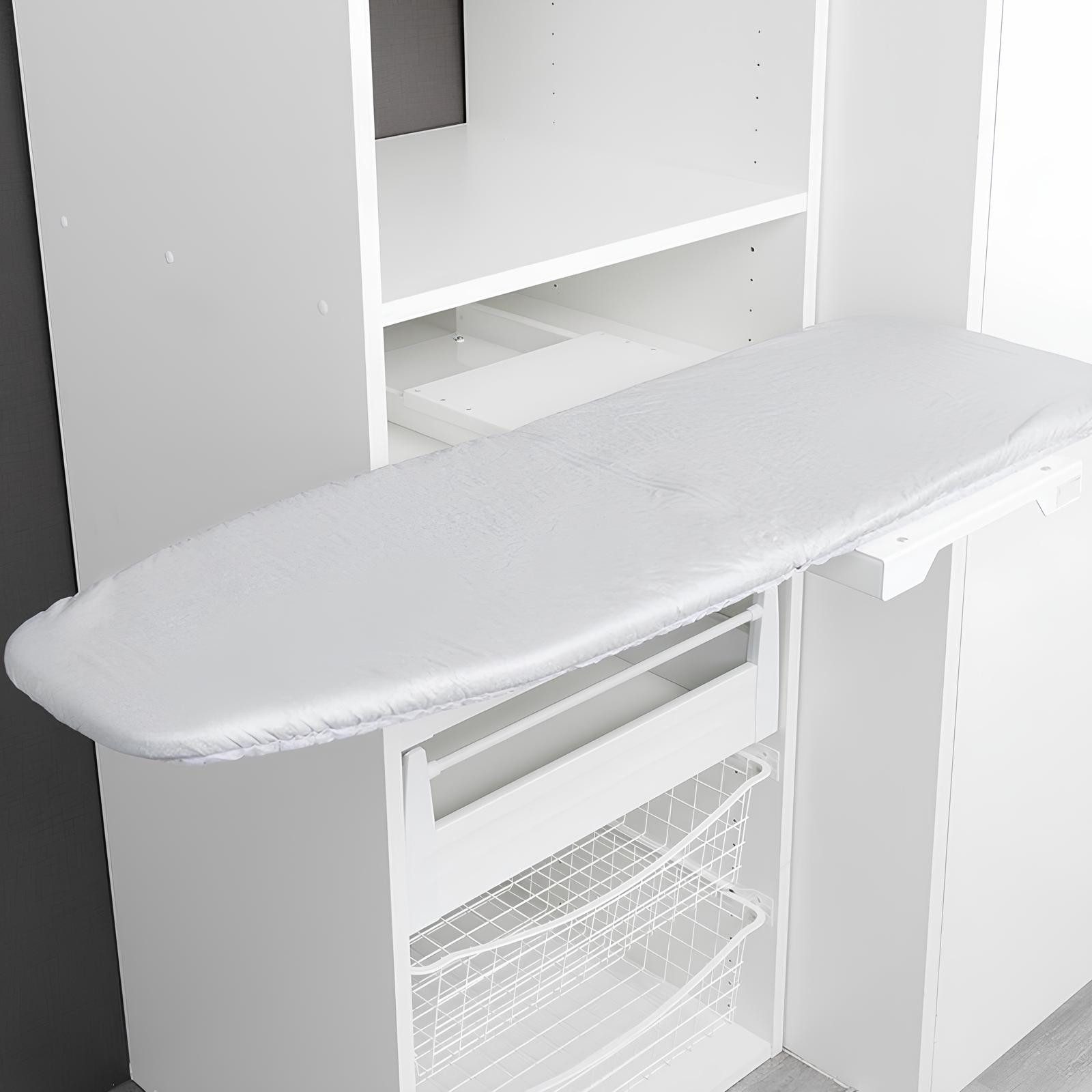 SO-TECH® Bügelbrett Bügeltisch Ironfold für Fachbodenmontage, klappbar, 180° schwenkbar, inkl. Bügeltuch aluminiumgrau