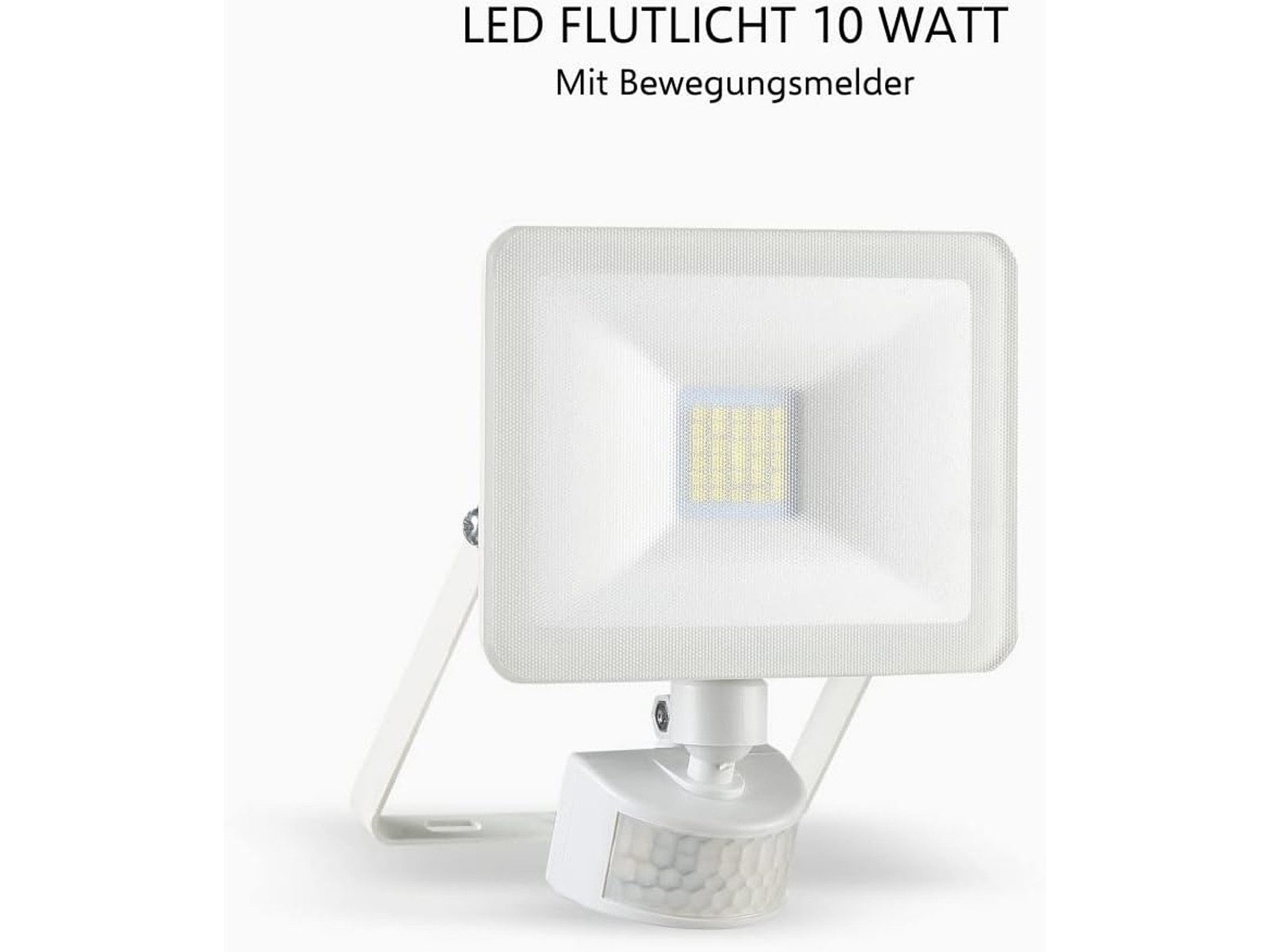 Elro LED Flutlichtstrahler, Bewegungsmelder, LED fest integriert, Tageslichtweiß, Außenleuchten Wand-Strahler mit Bewegungsmelder, Scheinwerfer Weiß