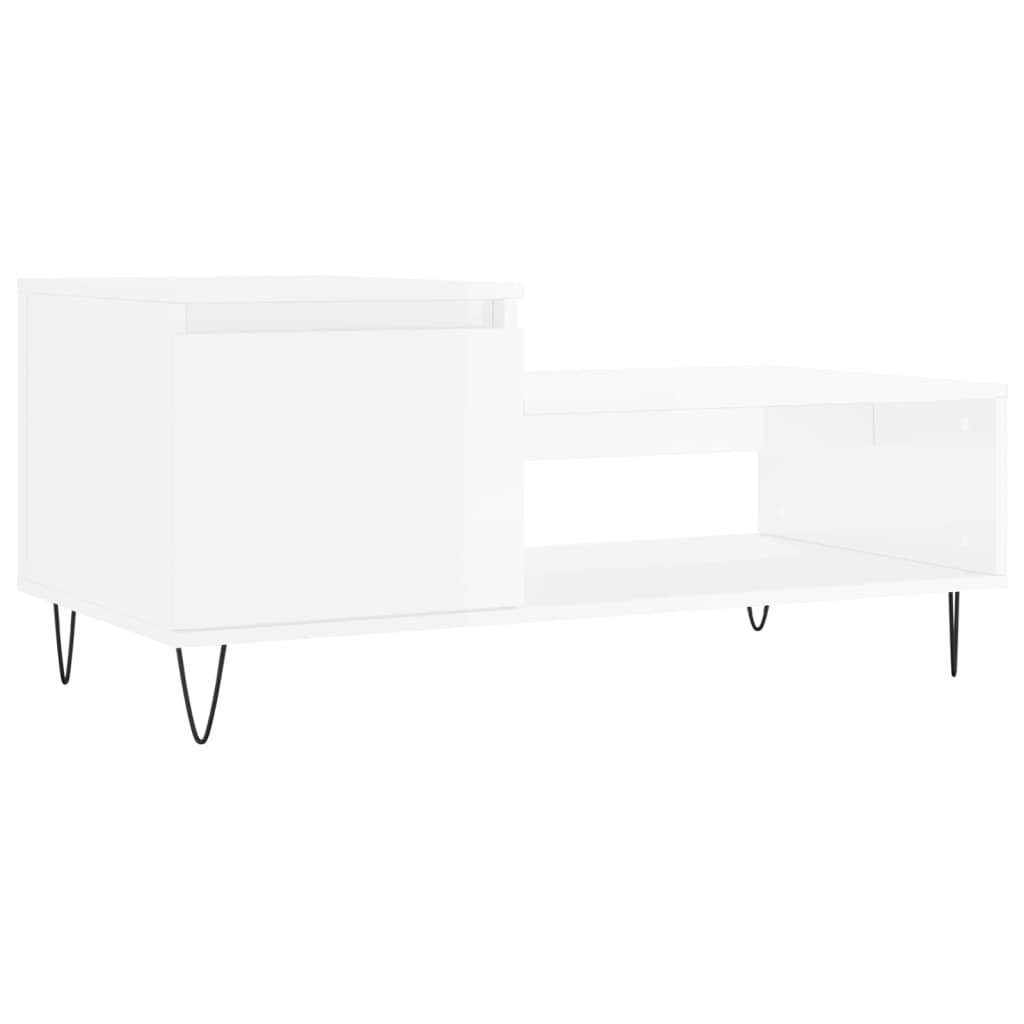 Hochglanz-Weiß Couchtisch vidaXL | Holzwerkstoff 100x50x45 Couchtisch cm (1-St) Hochglanz-Weiß Hochglanz-Weiß