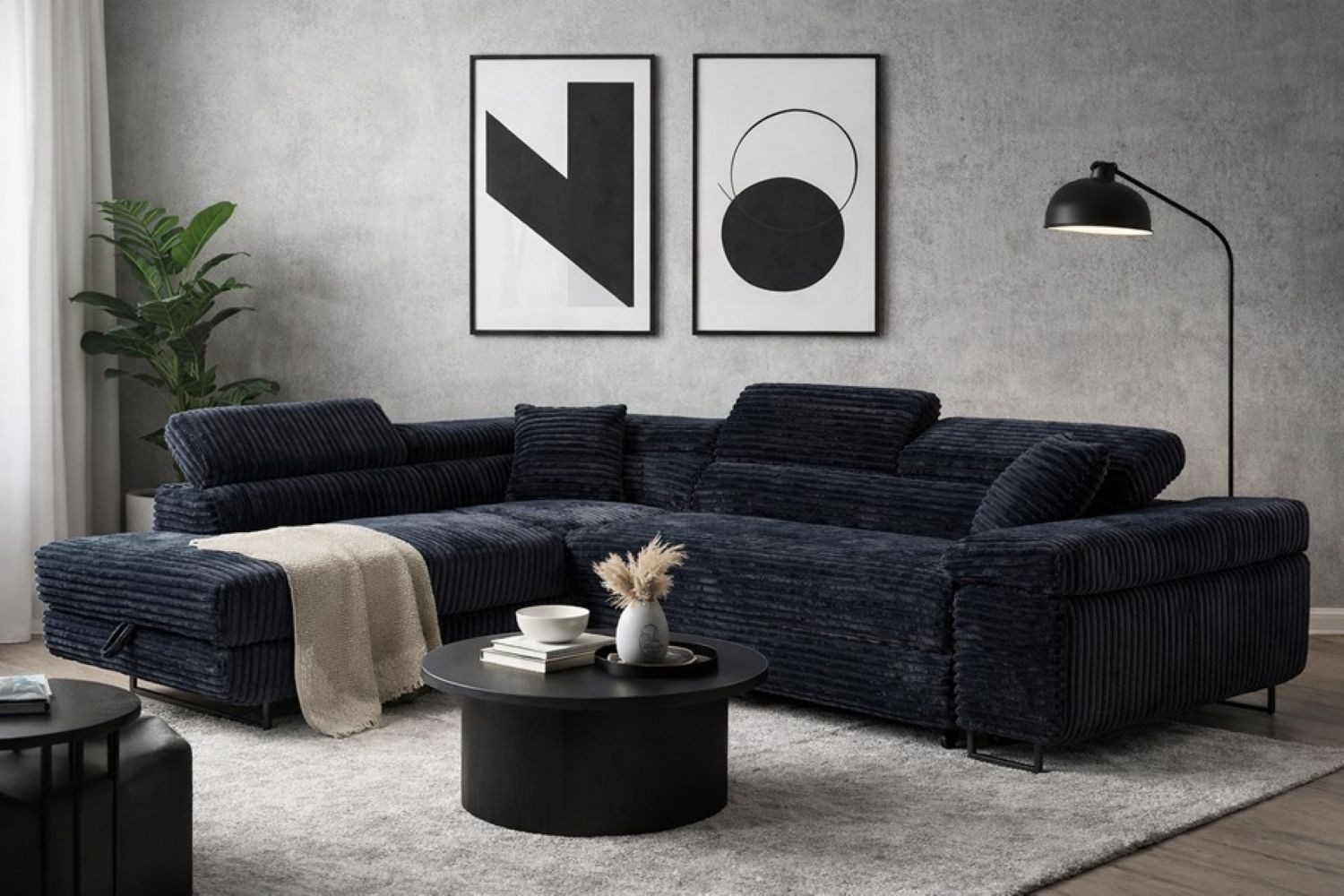 Labett Ecksofa mit Schlaffunktion & Bettkasten Links/Rechts Sofa L-Form GUSTAVO, Kopfstützen