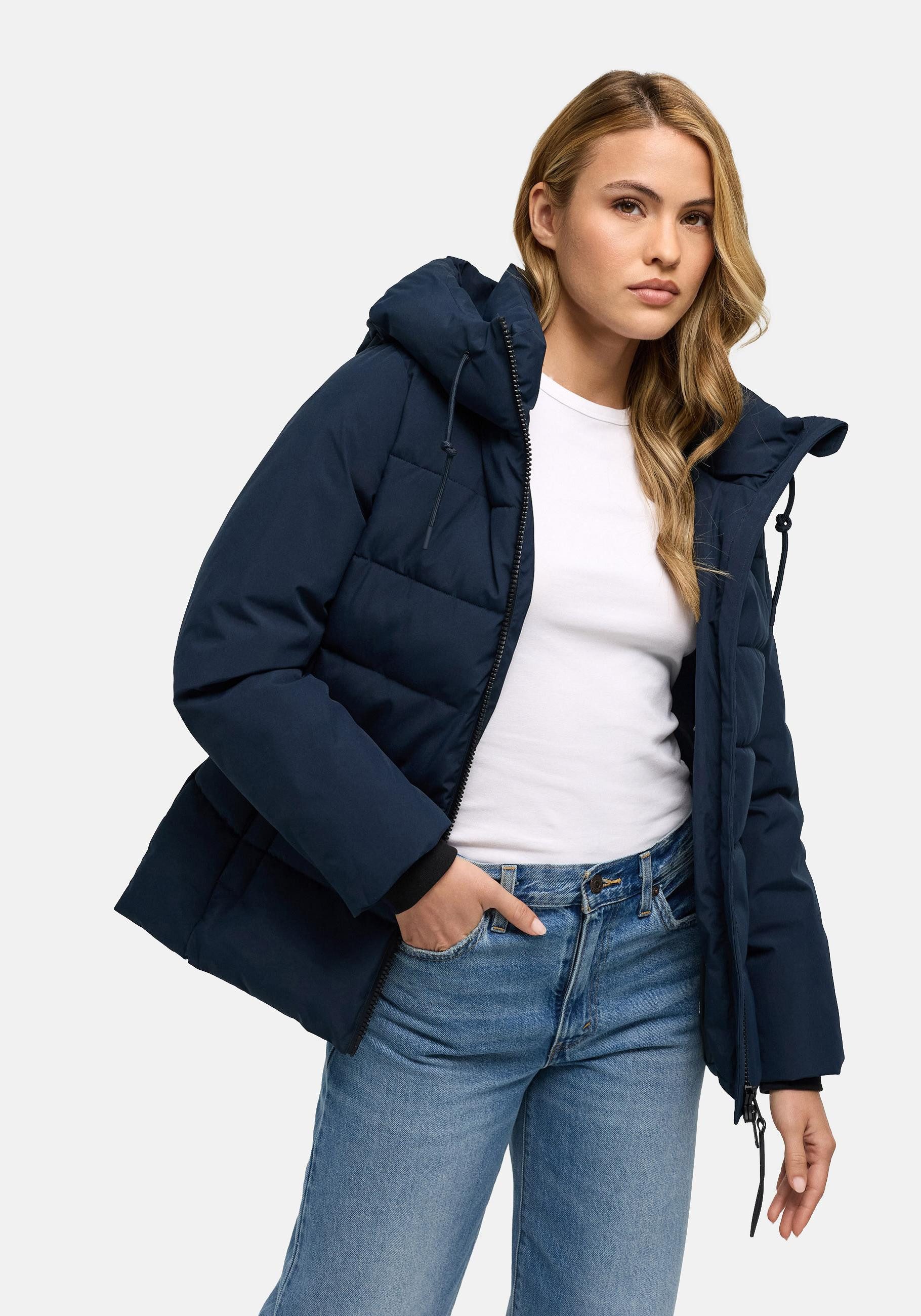 Navahoo Steppjacke Wattewunder XIV Damen Winterjacke mit Taillengürtel