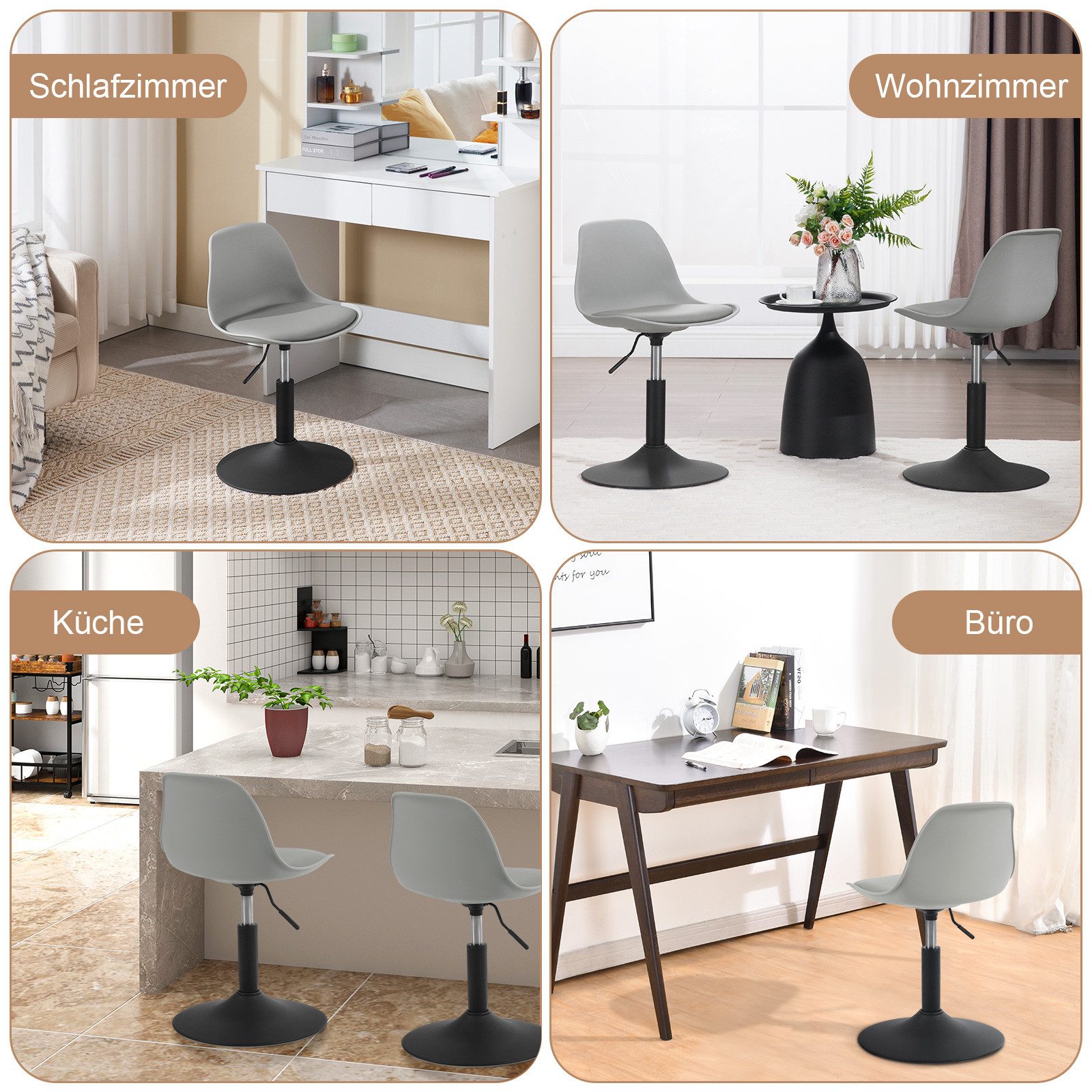 Woltu Sitzhocker (1 St), verstellbarer Schminkhocker Homeoffice hocker