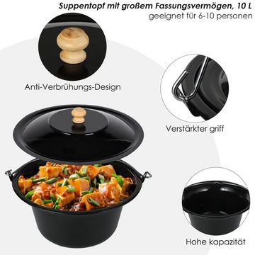 TLGREEN Holzkohlegrill, 10L Ungarischer Gulaschkessel mit Dreibein, Kesselgulasch Topf